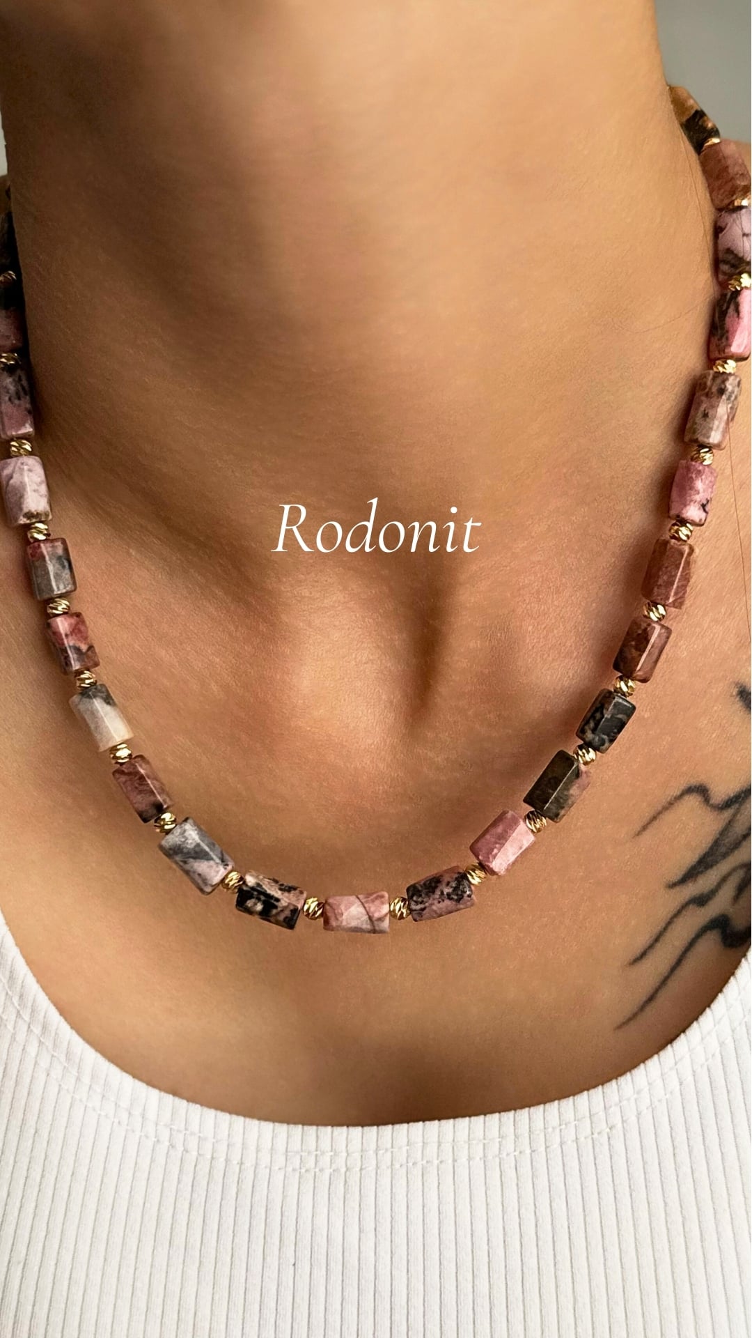 Doğal Rodonit Kolye – Sevginin ve Şefkatin Taşı 🌸
