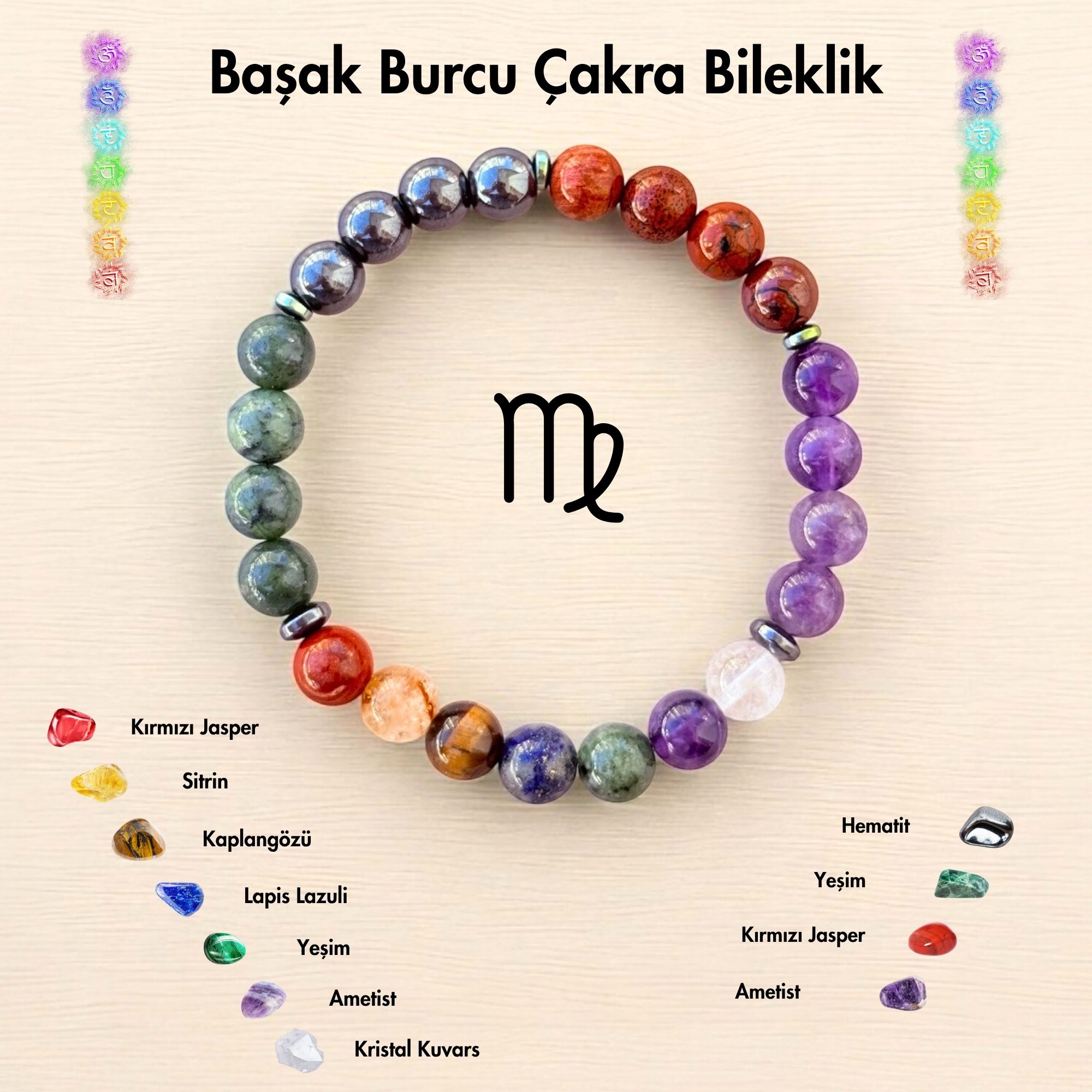 Başak Burcu Çakra Doğal Taş Bileklik