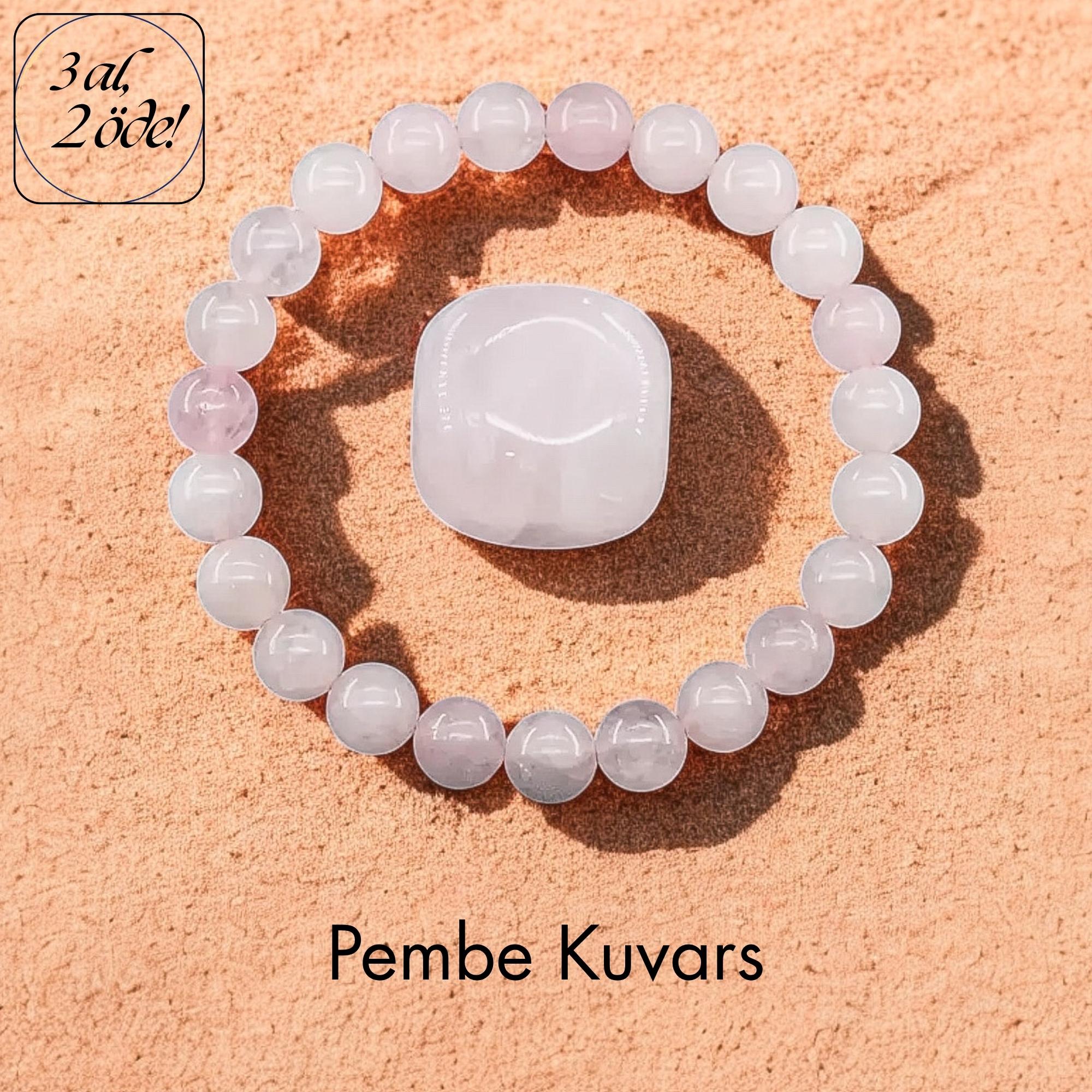 Pembe Kuvars Doğal Taş Bileklik
