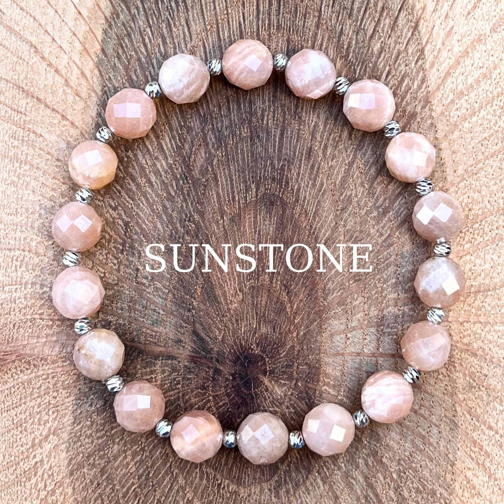 Facet Cut Sunstone Gemstone Bracelet