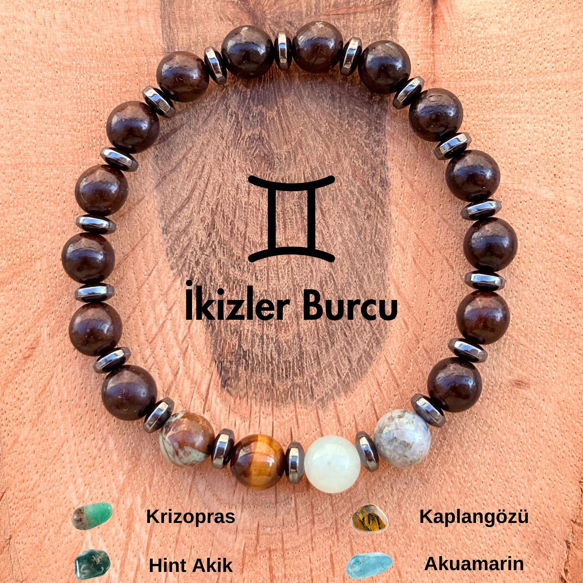 İkizler Burcu Erkek Bilekliği – Ceviz Ağacı ♊️