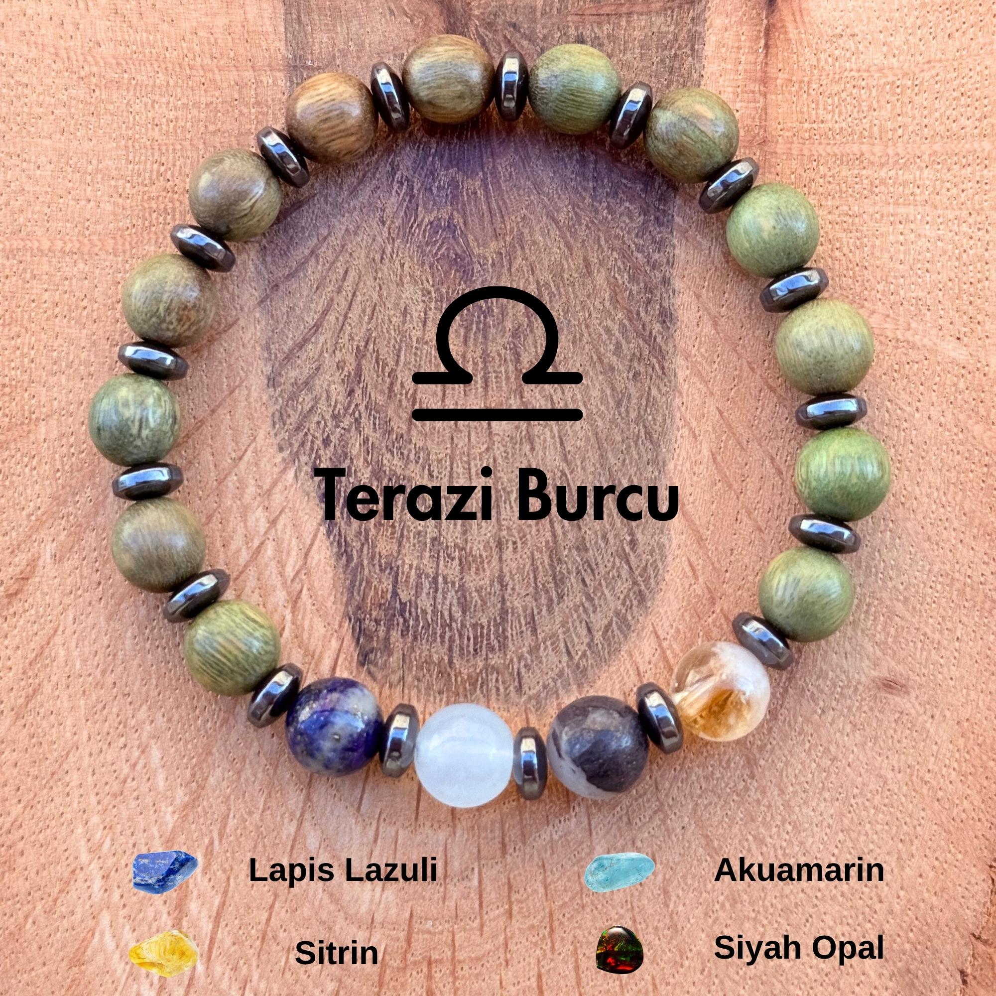 Terazi Burcu Kadın Bilekliği – Yeşil Sandal Ağacı ♎️