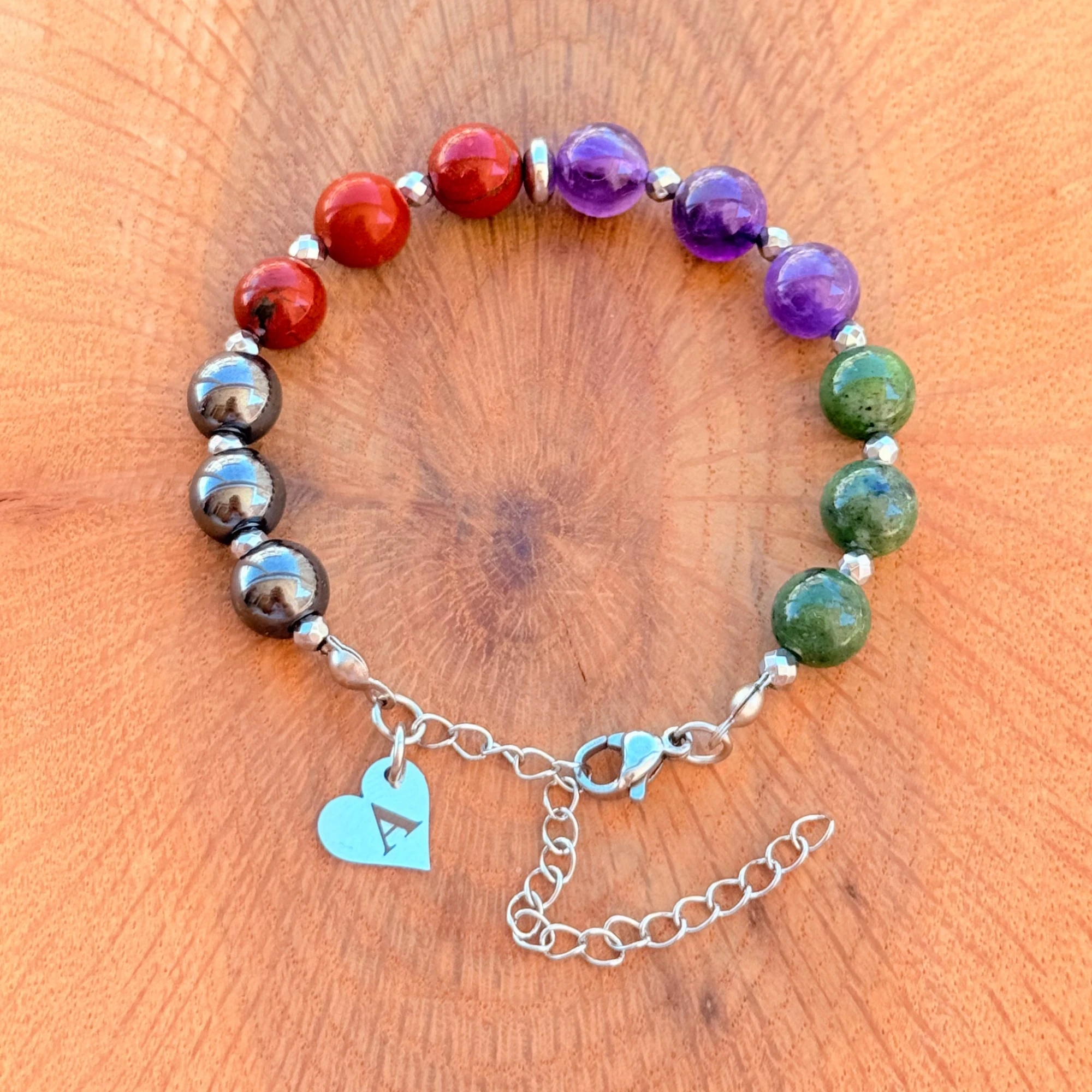 Personalized Virgo Zodiac Gemstone Silver Stainless Steel Bracelet