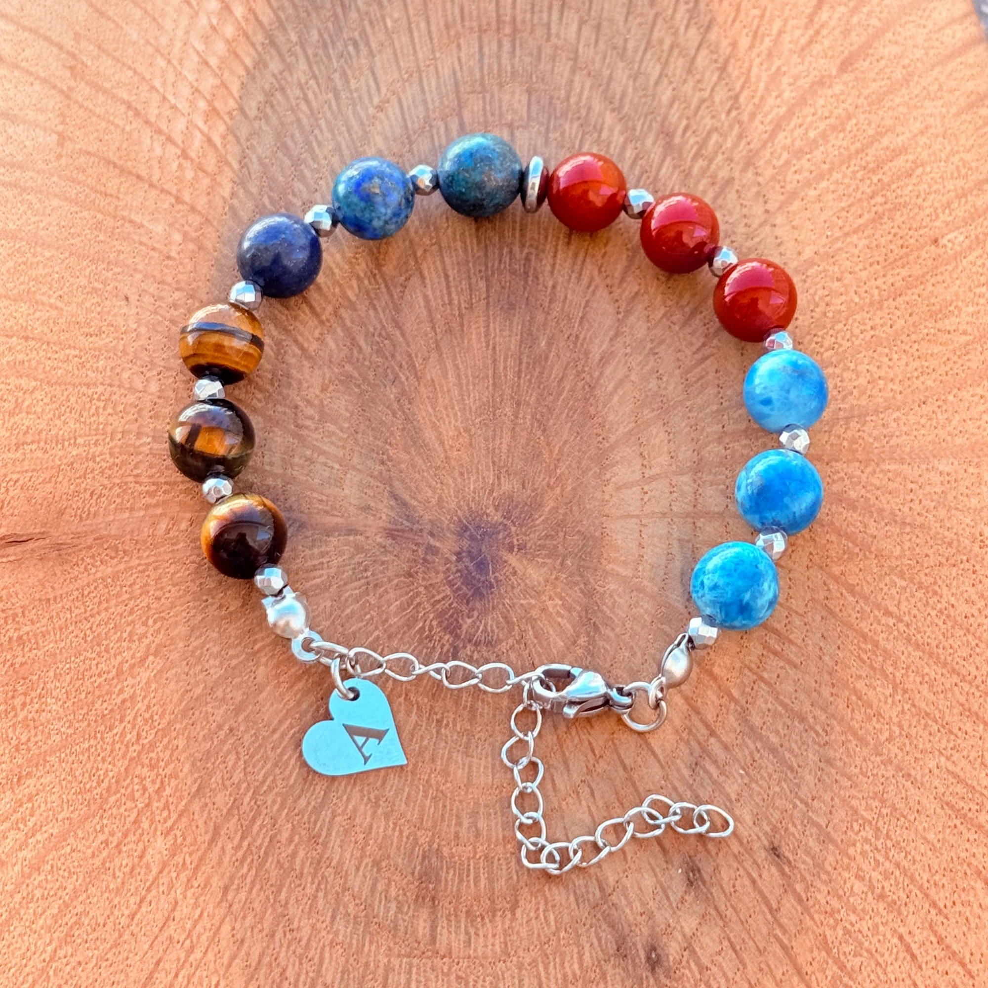 Personalized Capricorn Zodiac Gemstone Silver Stainless Steel Bracelet