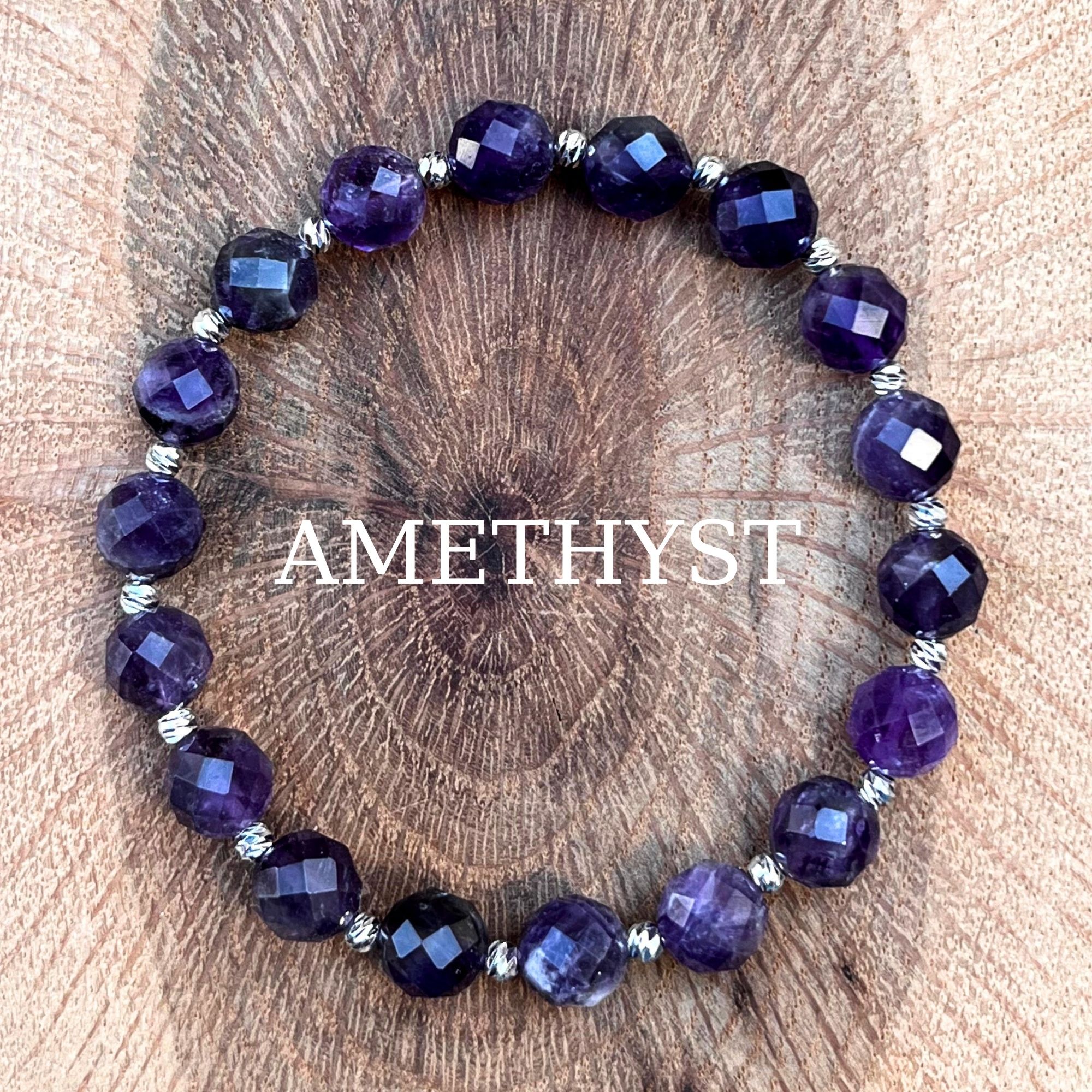 Facet Cut Amethyst Gemstone Bracelet