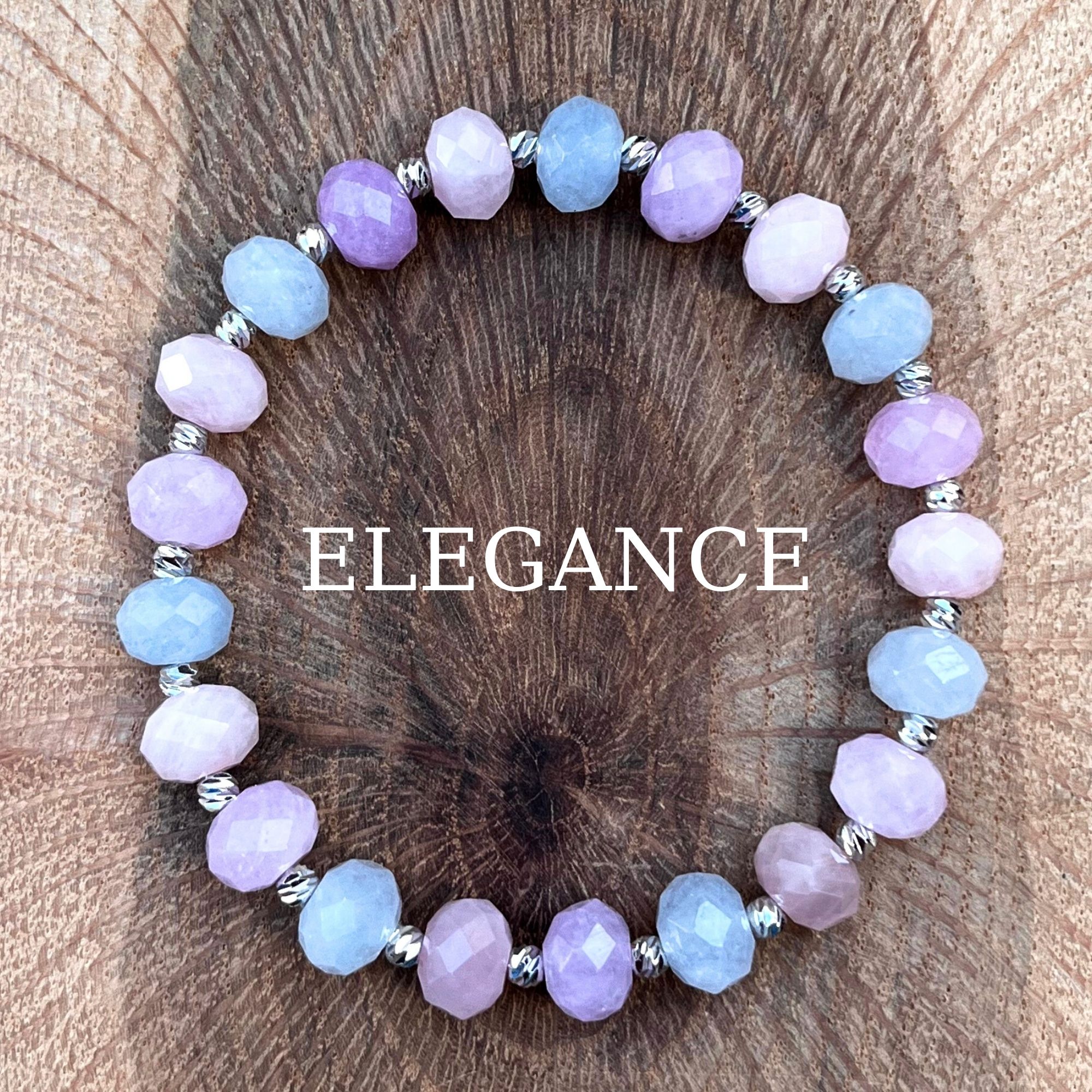 Facet Cut Kunzite-Aquamarine-Rose Quartz Gemstone 'Elegance' Bracelet