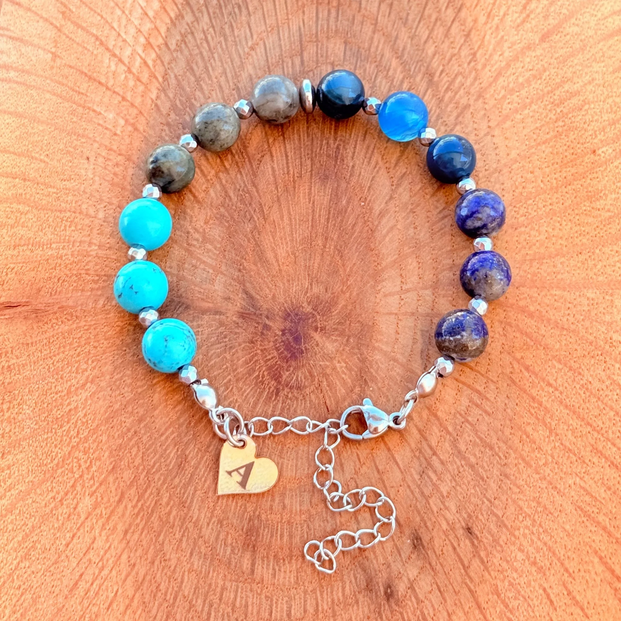 Personalized Taurus Zodiac Gemstone Silver Stainless Steel Bracelet