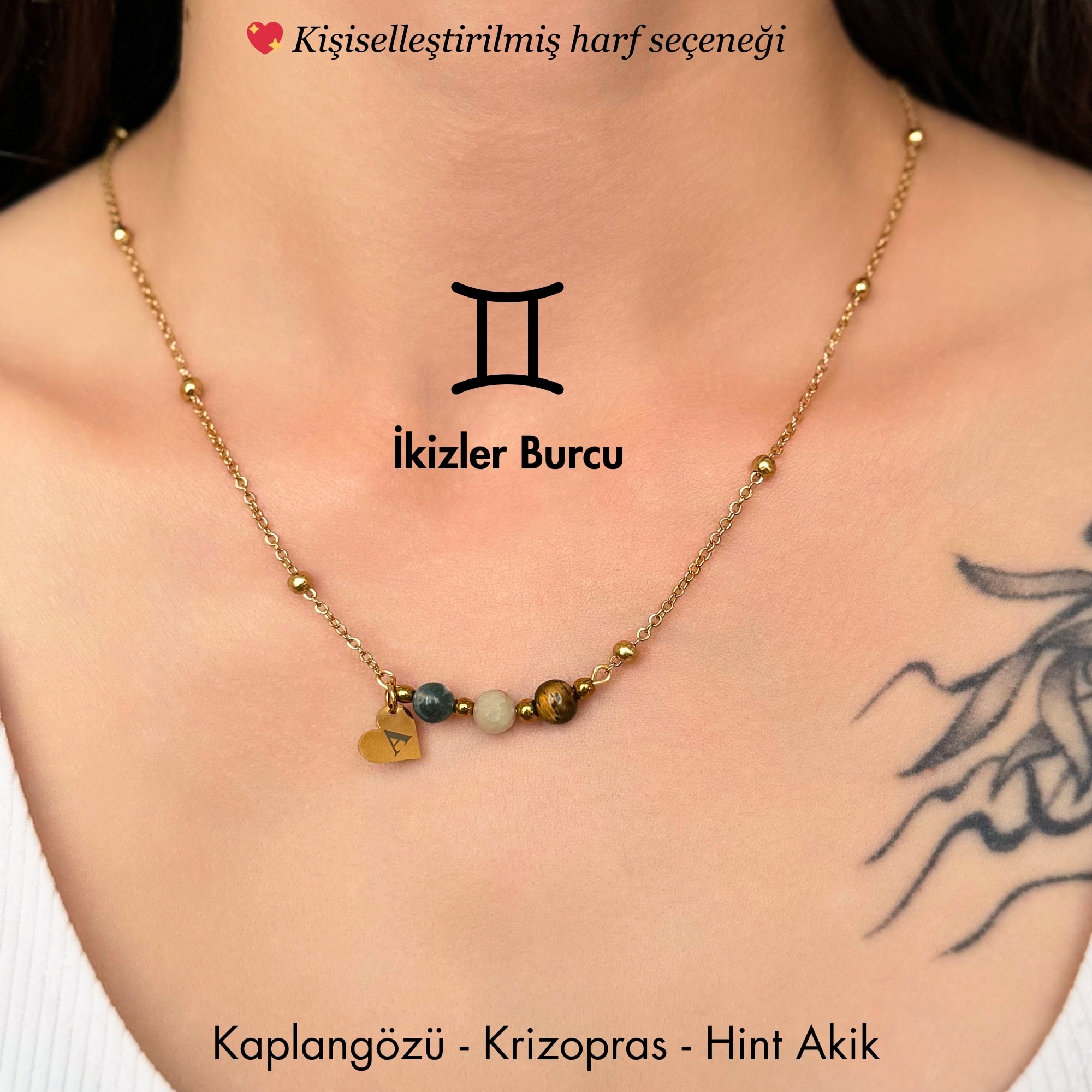 ♊️ İkizler Burcu – Kişiye Özel Çelik Burç Kolye
