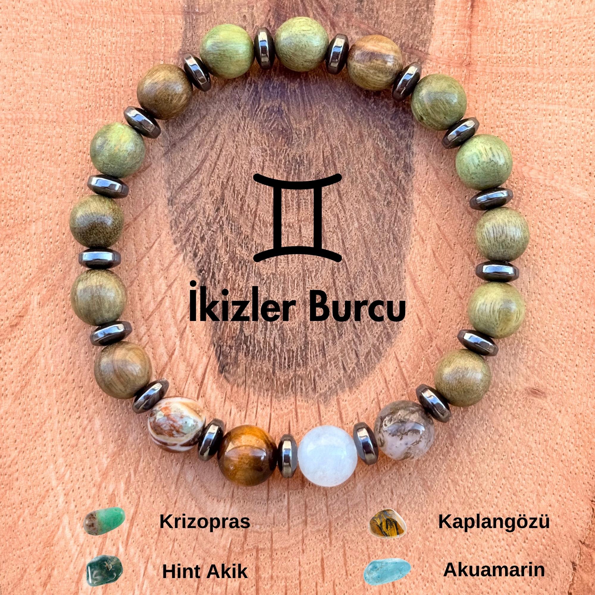 İkizler Burcu Kadın Bilekliği – Yeşil Sandal Ağacı ♊️