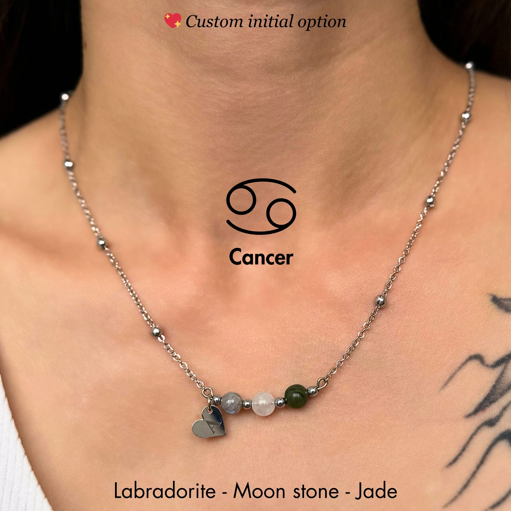 ♋️ Cancer Zodiac – Personalized Silver Stainless Steel Zodiac Necklace