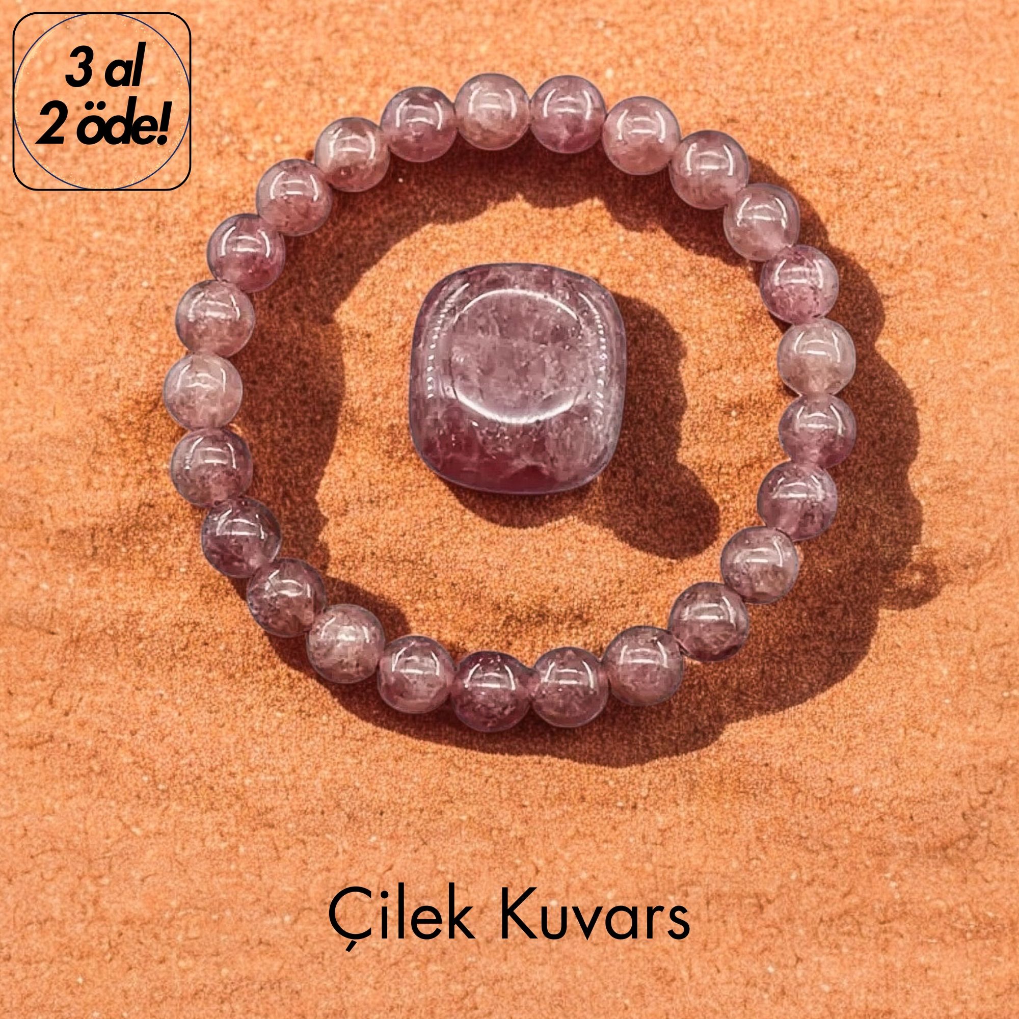 Çilek Kuvars Doğal Taş Bileklik