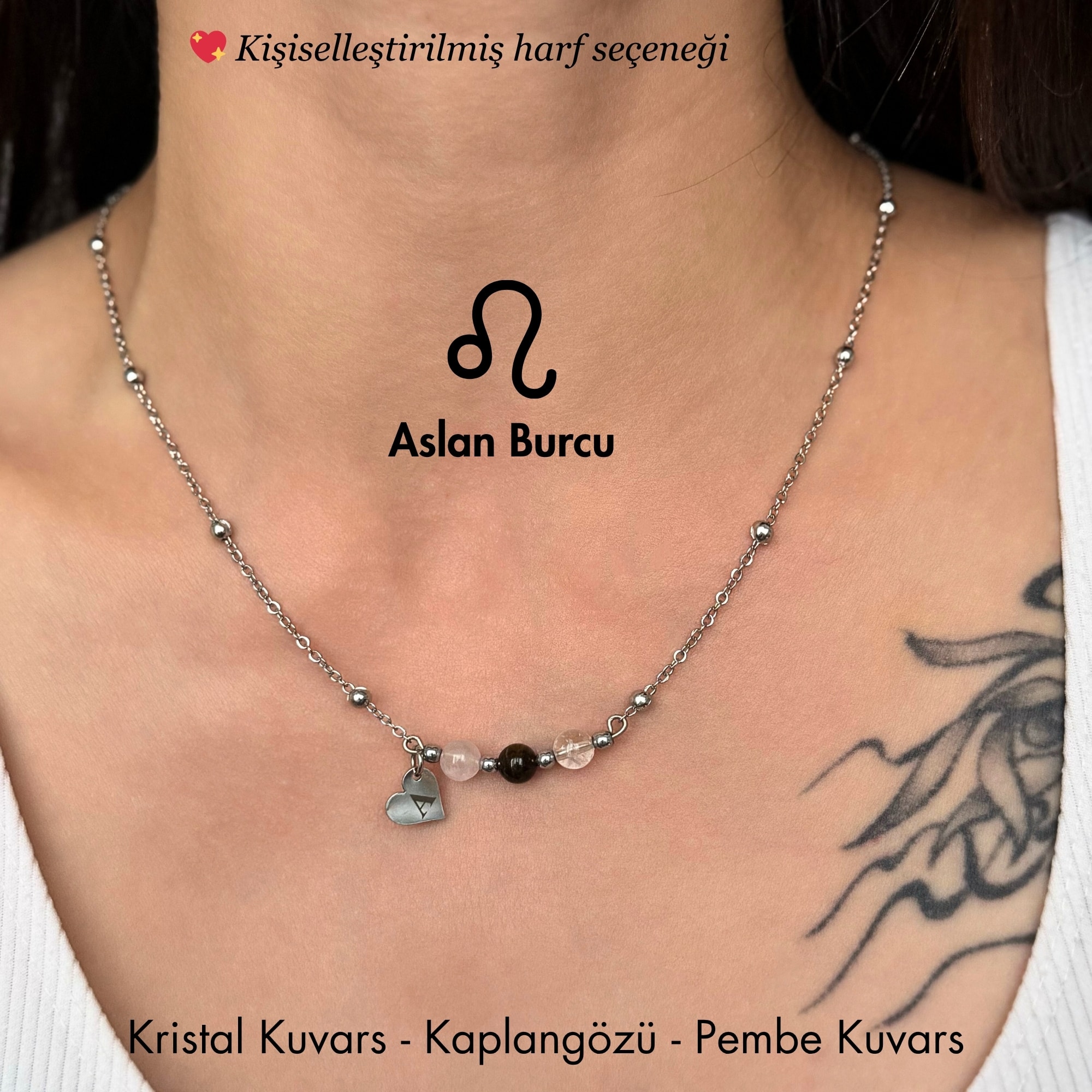 ♌️ Aslan Burcu – Kişiye Özel Silver Çelik Burç Kolye