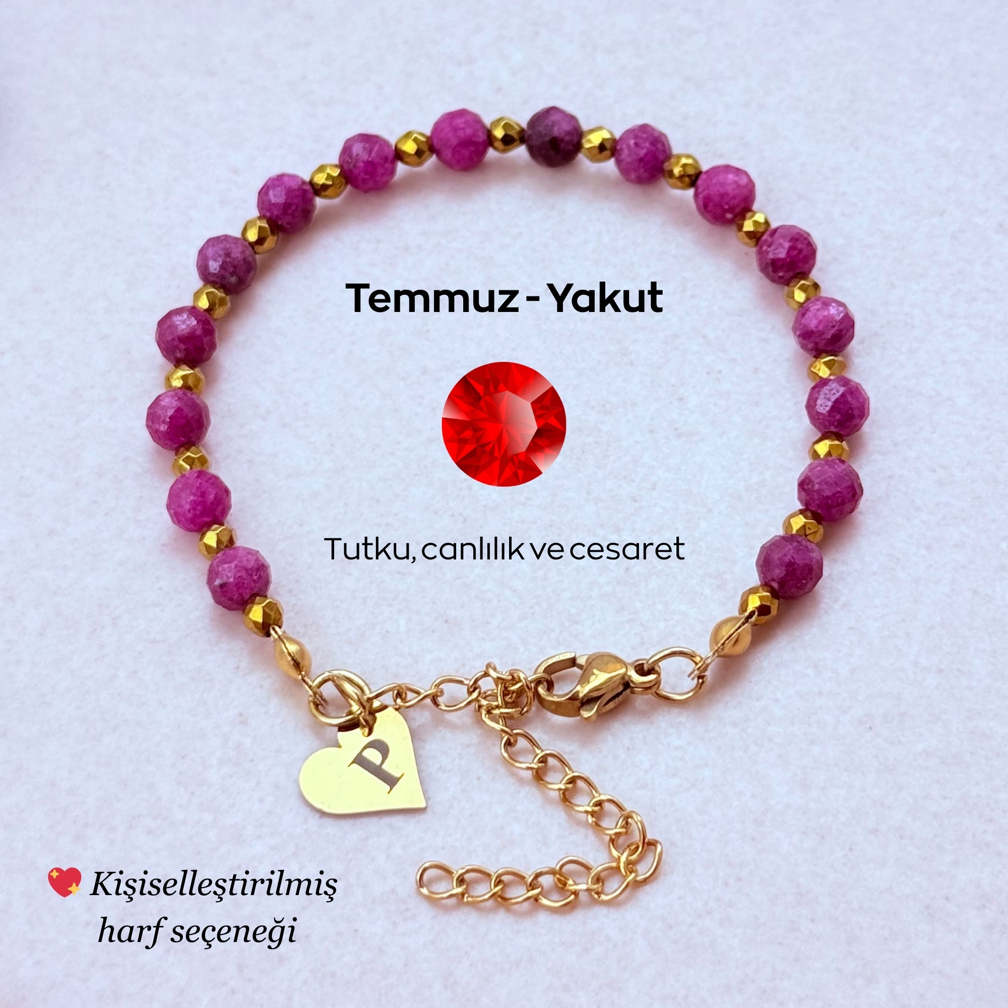 Temmuz Doğum Taşı – Kişiye Özel Yakut Bileklik