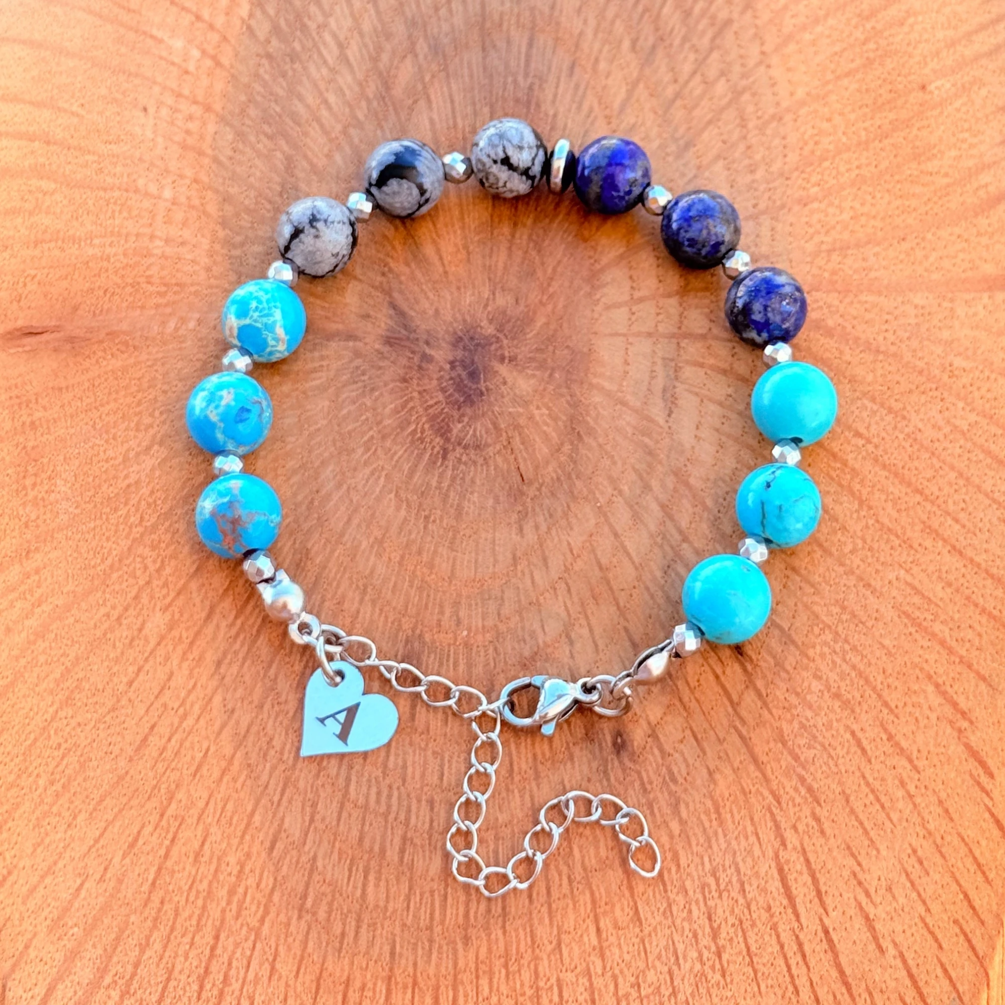 Personalized Sagittarius Zodiac Gemstone Silver Stainless Steel Bracelet