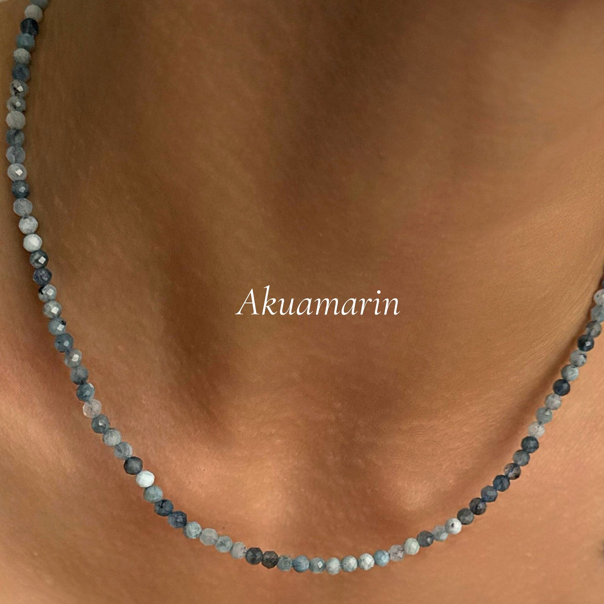 Huzurun Rengi: 4 mm Doğal Akuamarin Taşlı Kolye