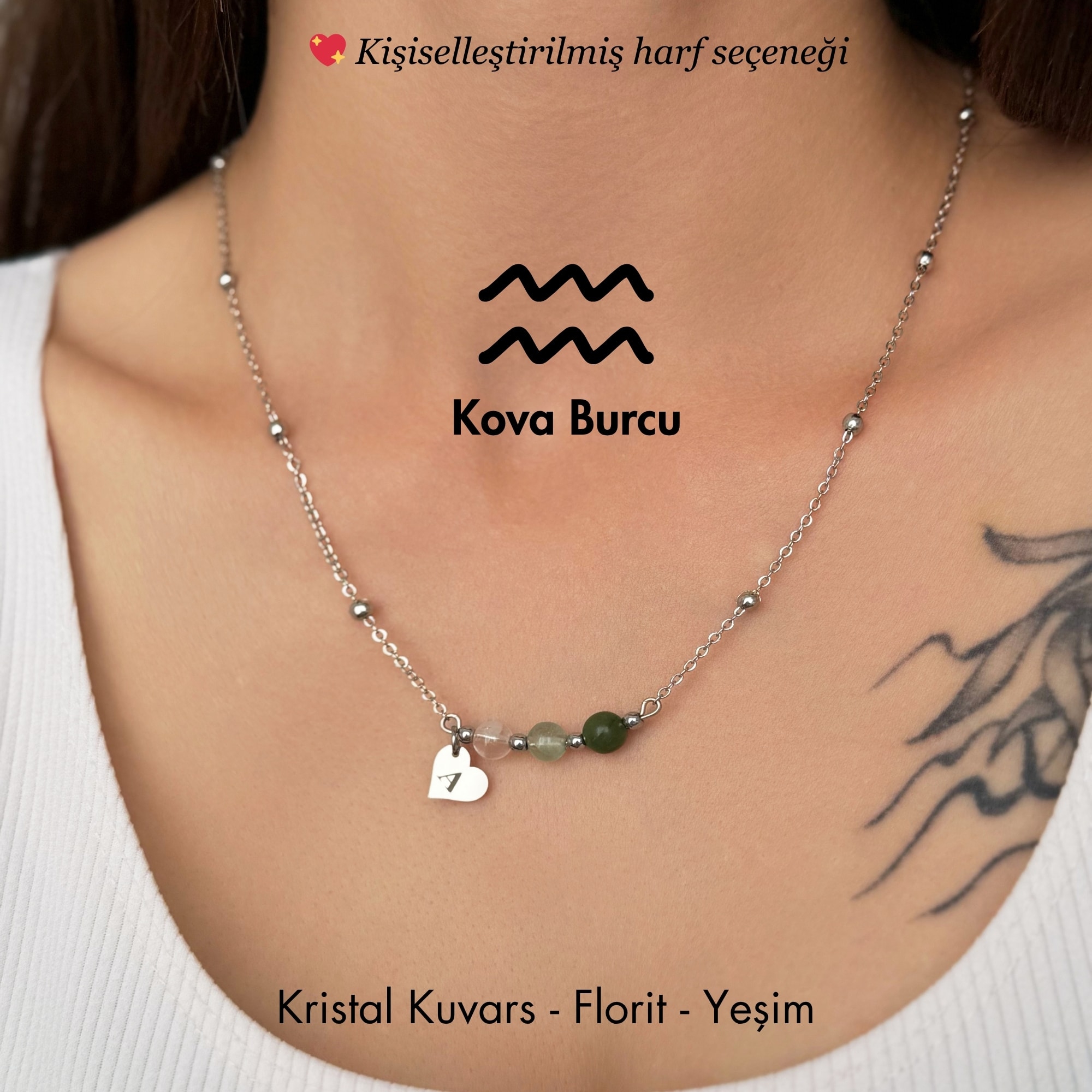 ♒️ Kova Burcu – Kişiye Özel Silver Çelik Burç Kolye