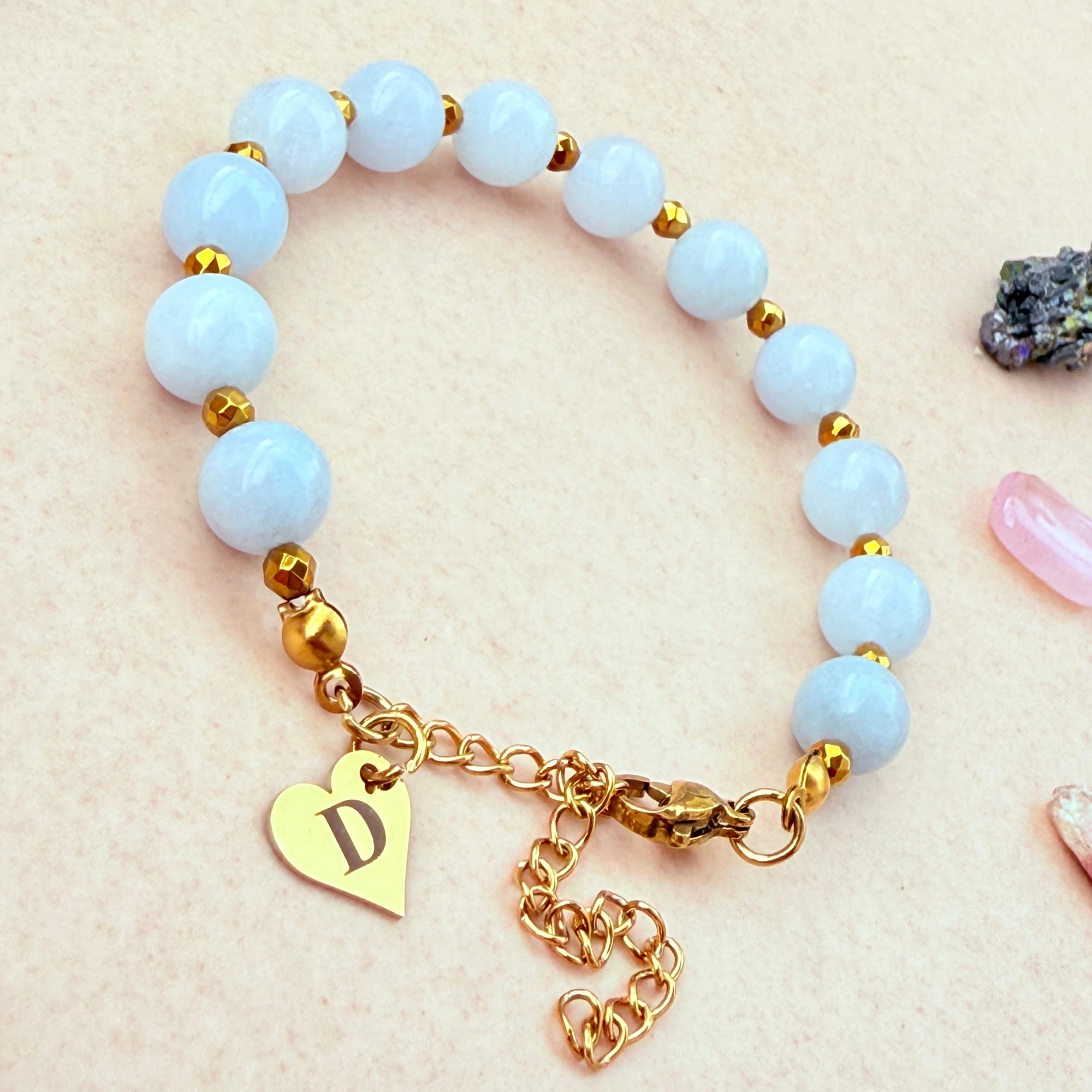March Birthstone – Personalized Aquamarine Gemstone Bracelet