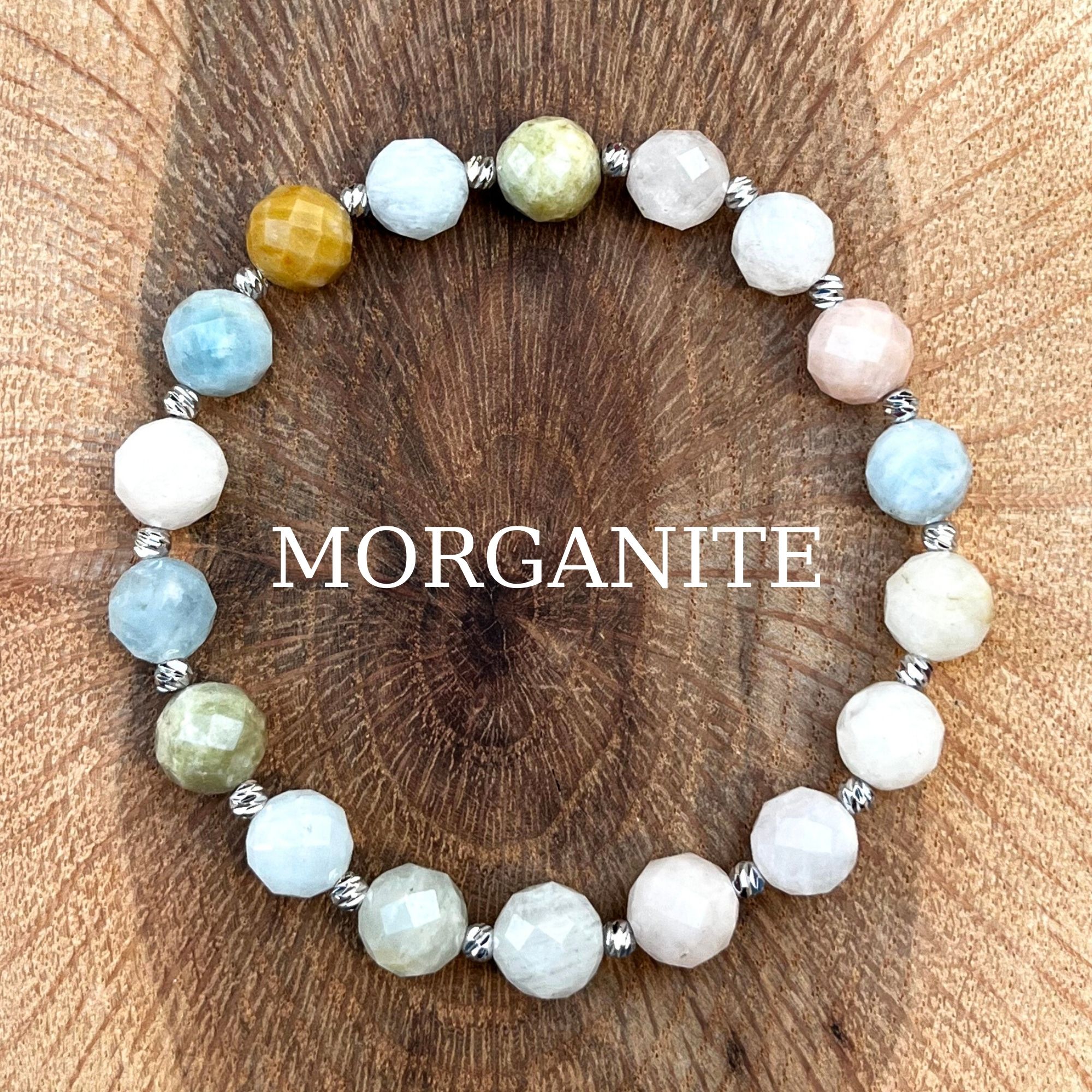 Facet Cut Morganite Gemstone Bracelet