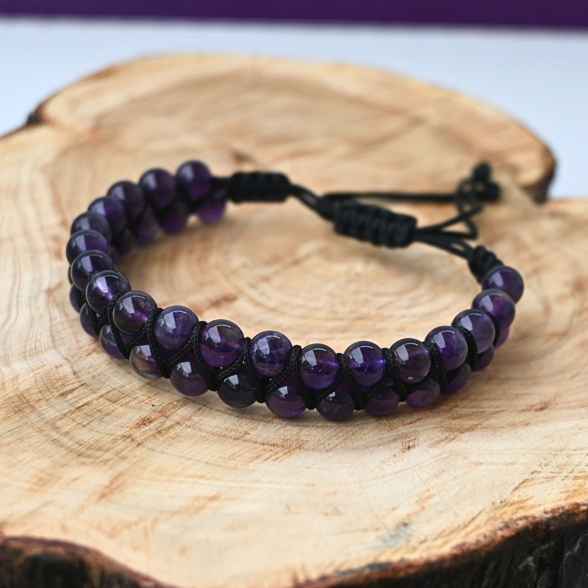 Ametist Doğal Taş Makrome Örgü Bileklik