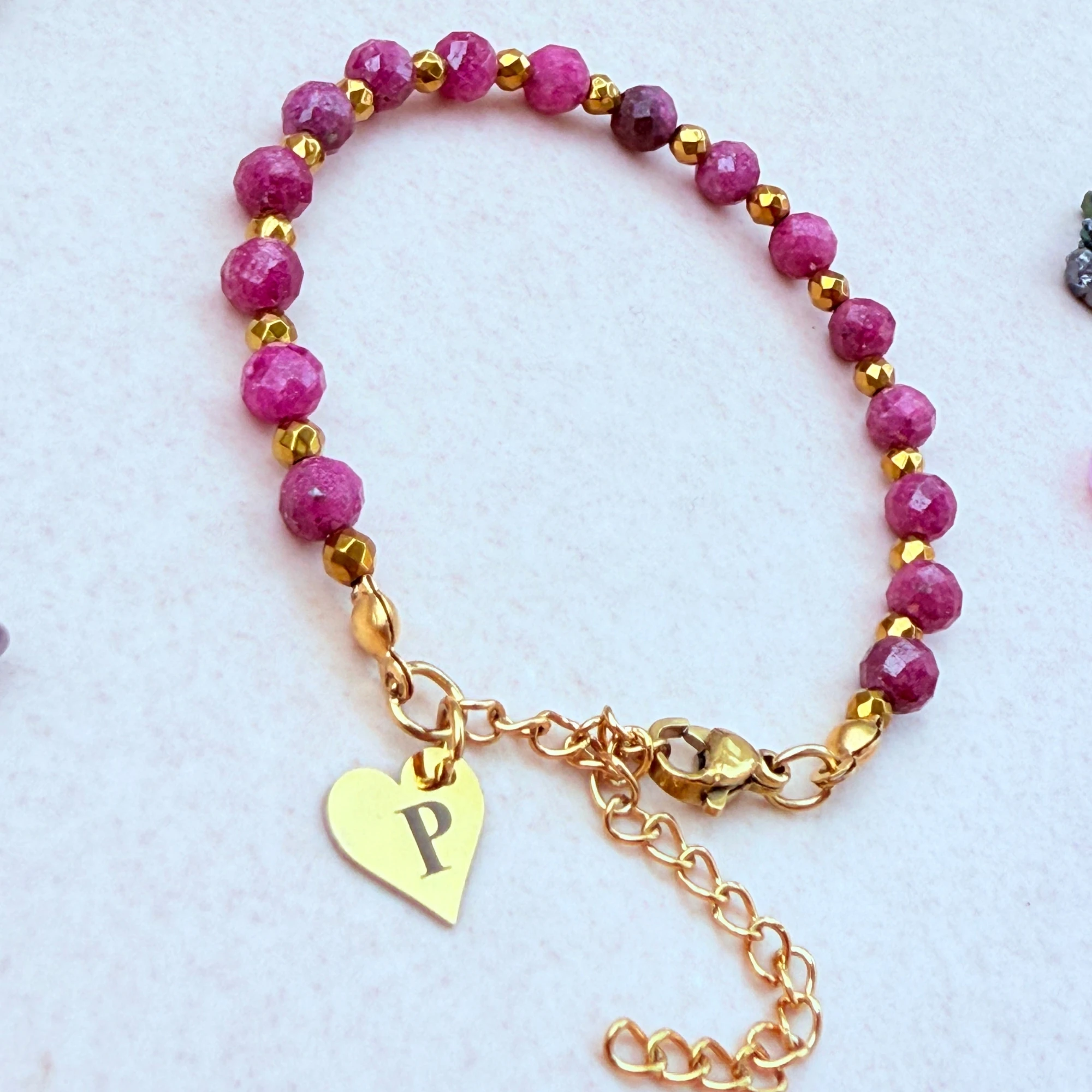 July Birthstone – Personalized Ruby Gemstone Bracelet