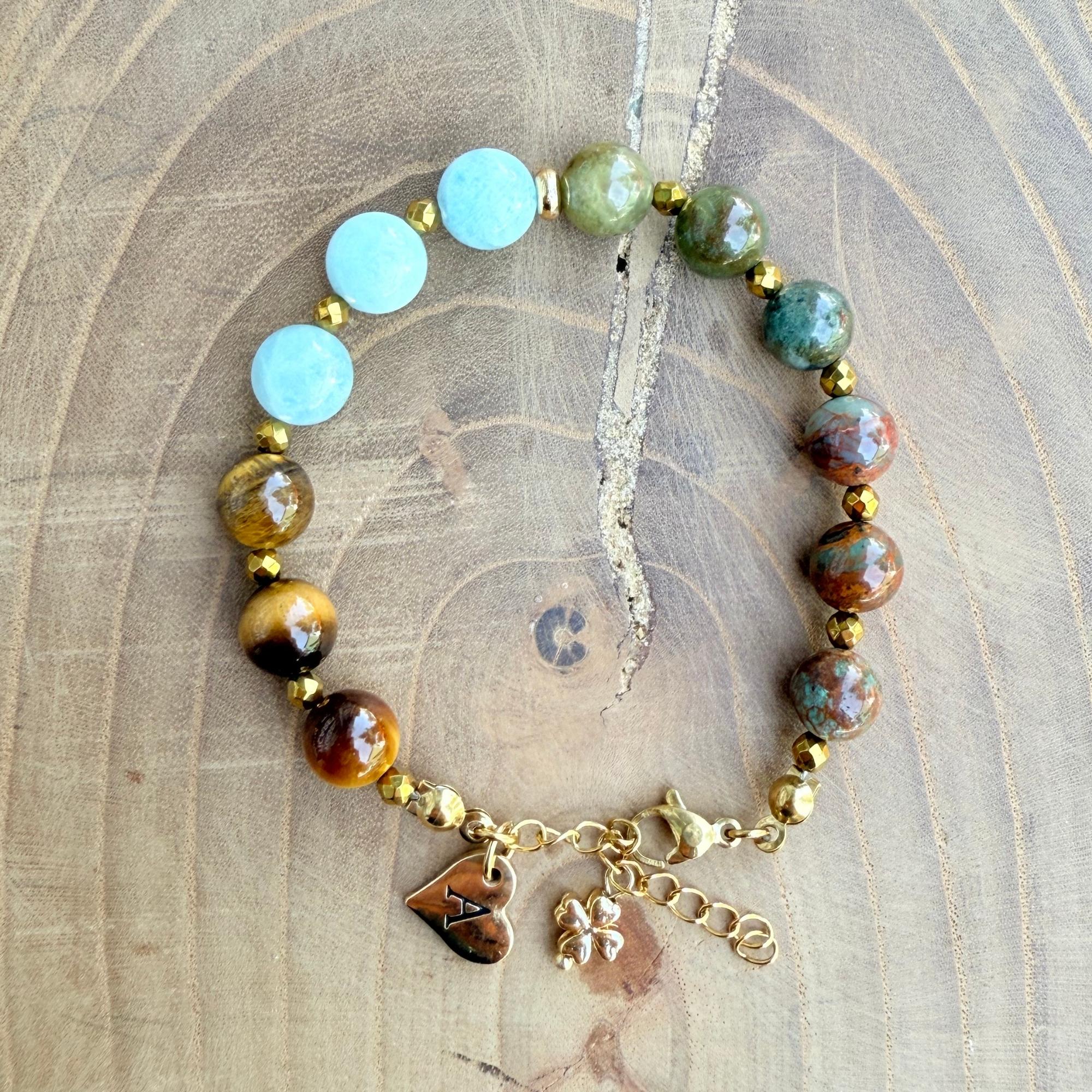 Personalized Gemini Zodiac Gemstone Stainless Steel Bracelet