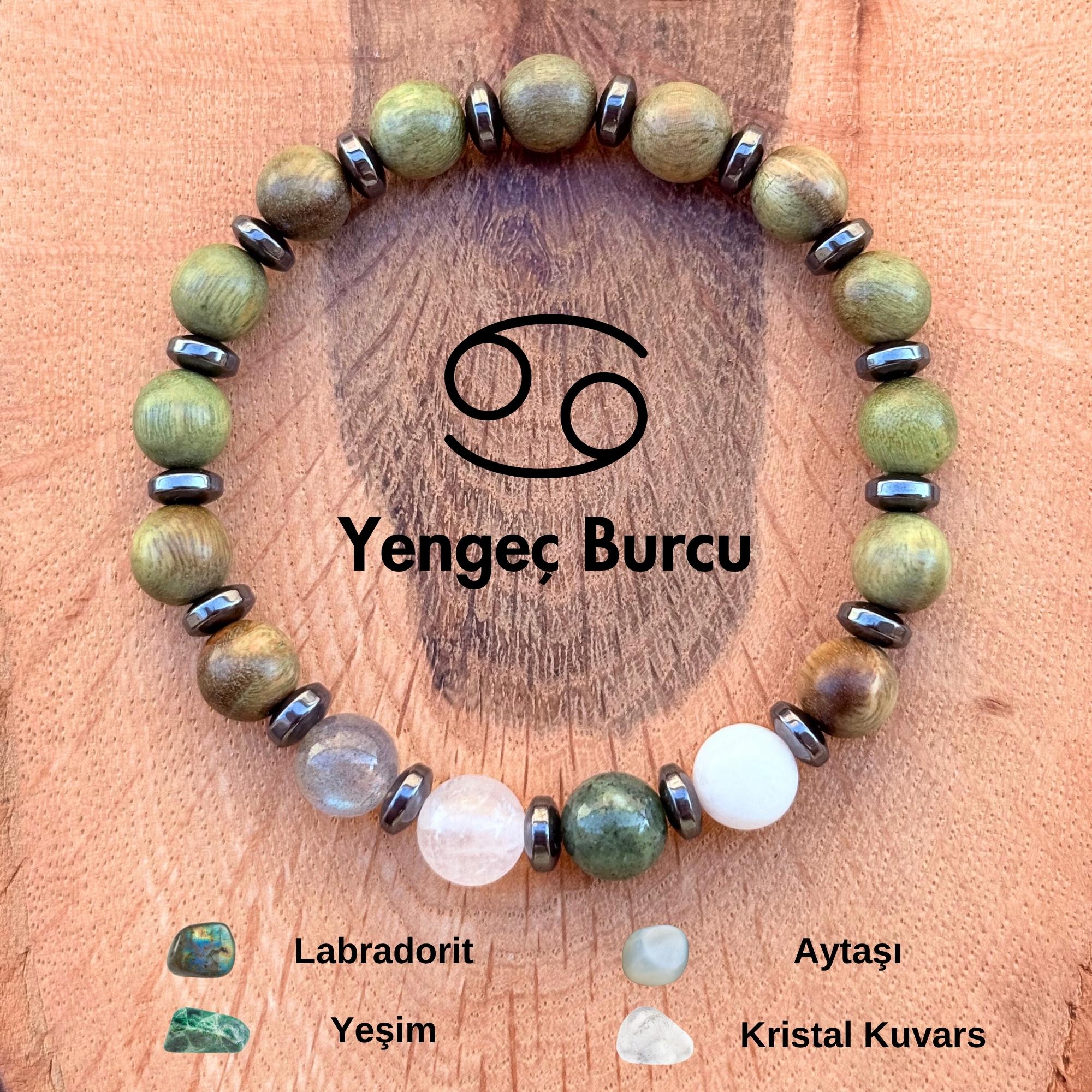 Yengeç Burcu Kadın Bilekliği – Yeşil Sandal Ağacı ♋️