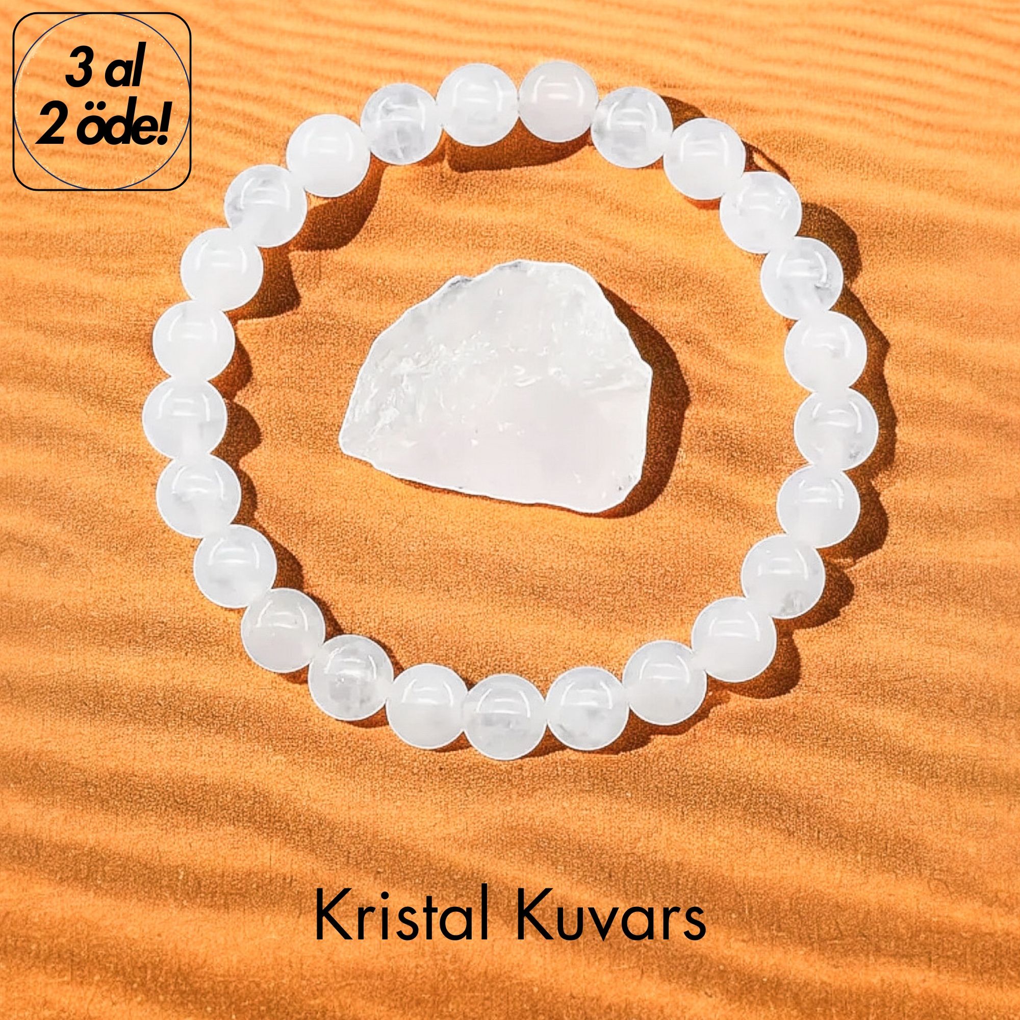 Kristal Kuvars Doğal Taş Bileklik