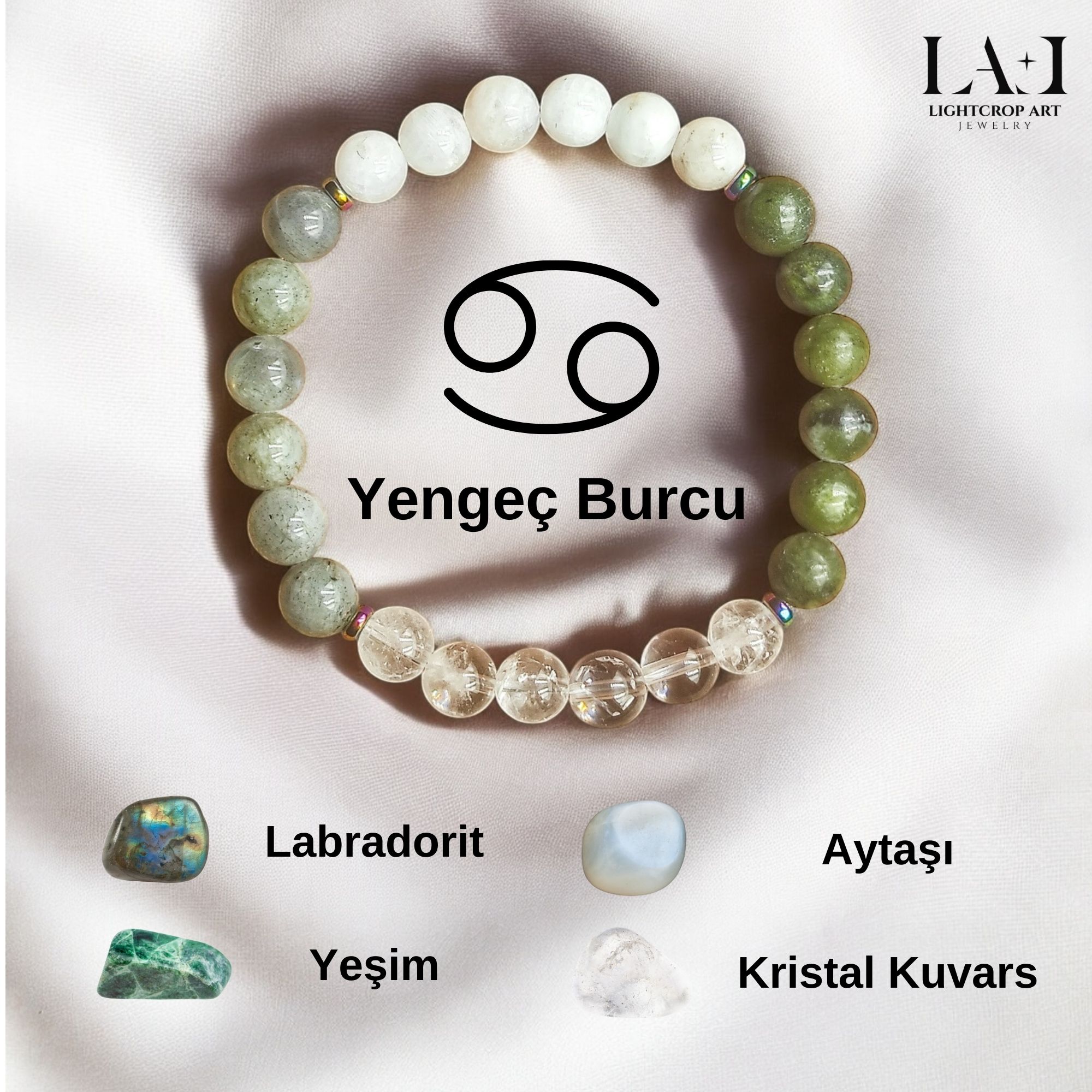 Yengeç Burcu Doğal Taş Bileklik