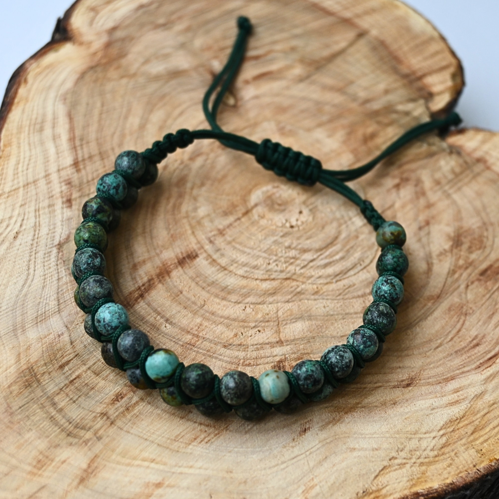 Afrika Turkuazı Doğal Taş Makrome Örgü Bileklik