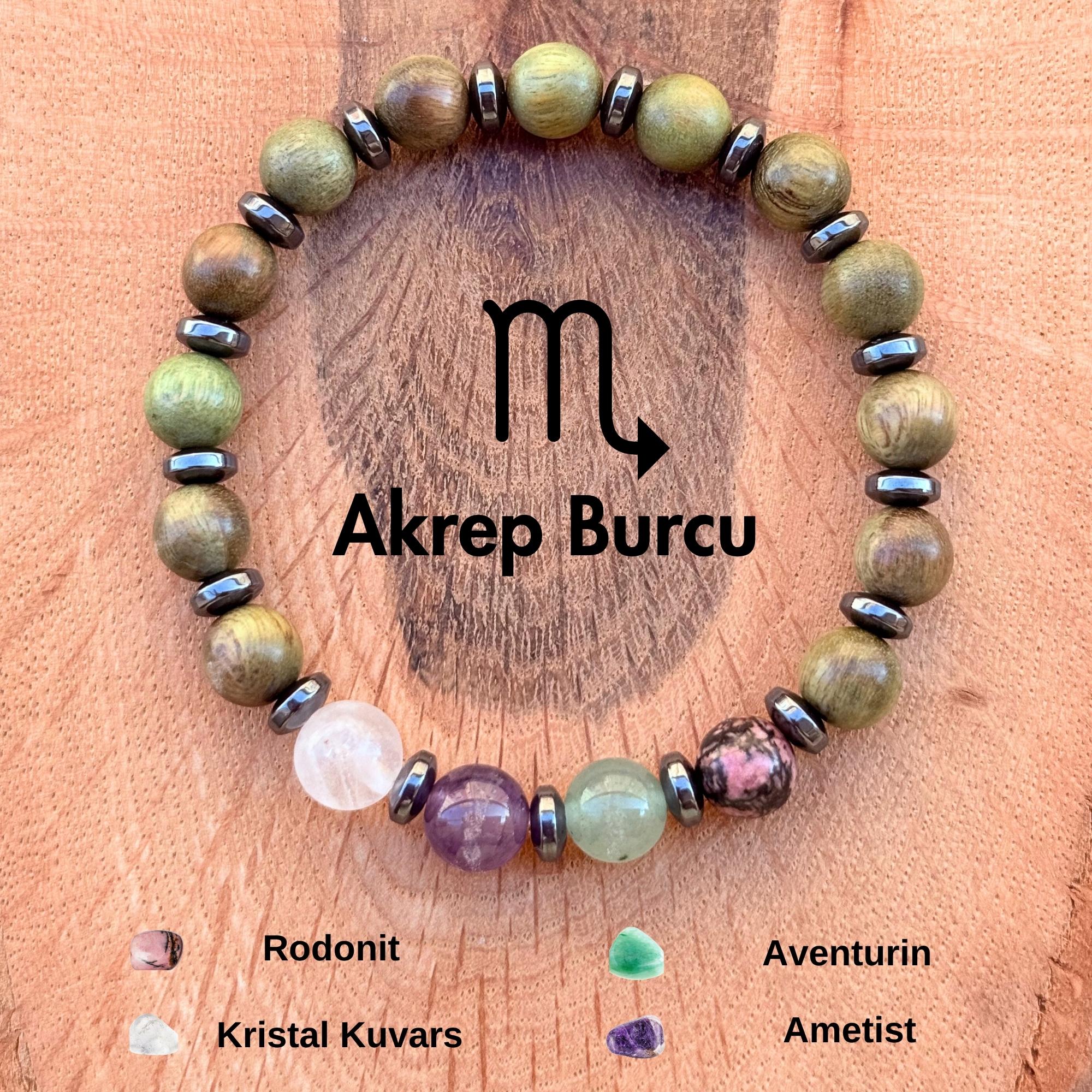 Akrep Burcu Kadın Bilekliği – Yeşil Sandal Ağacı ♏️