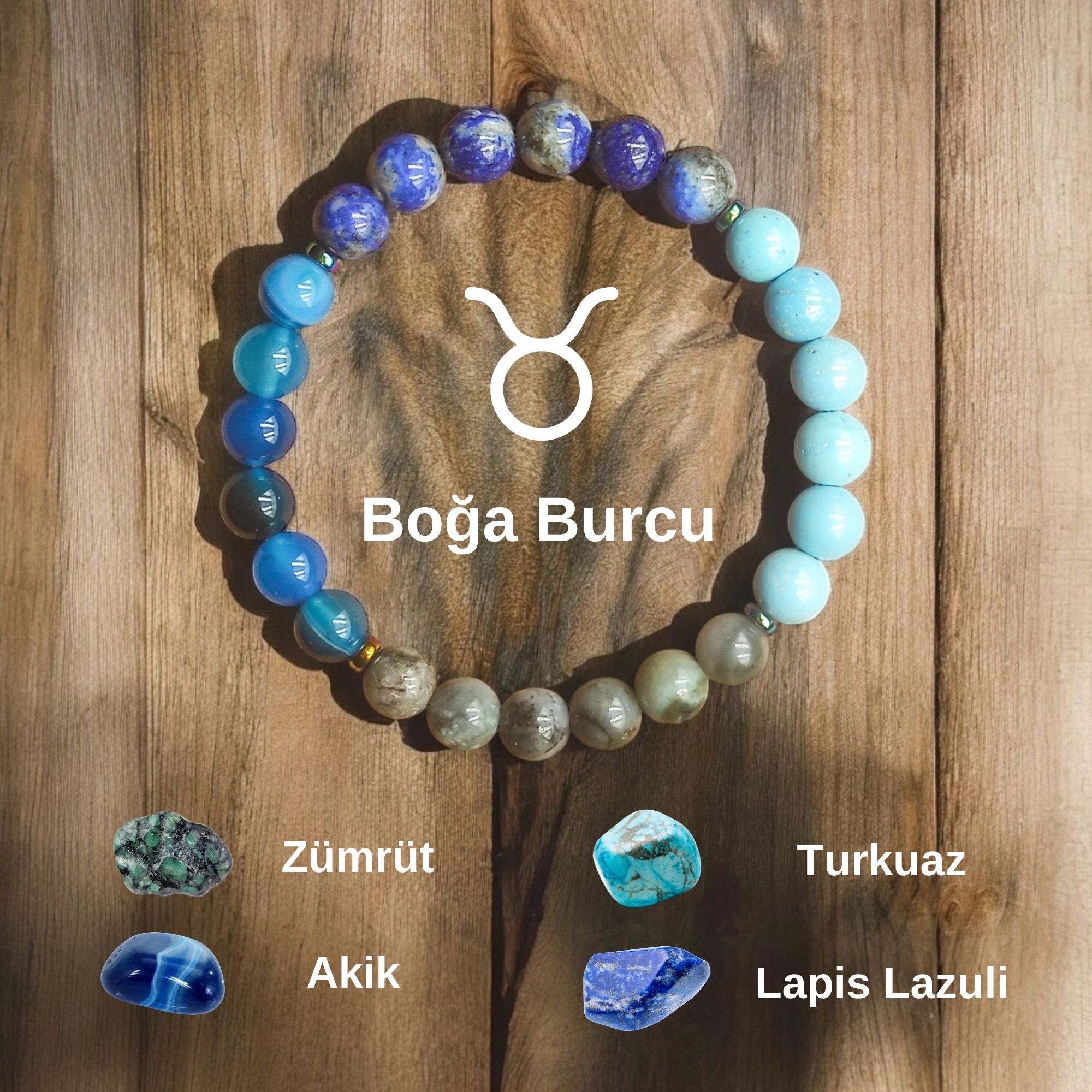 Boğa Burcu Doğal Taş Bileklik