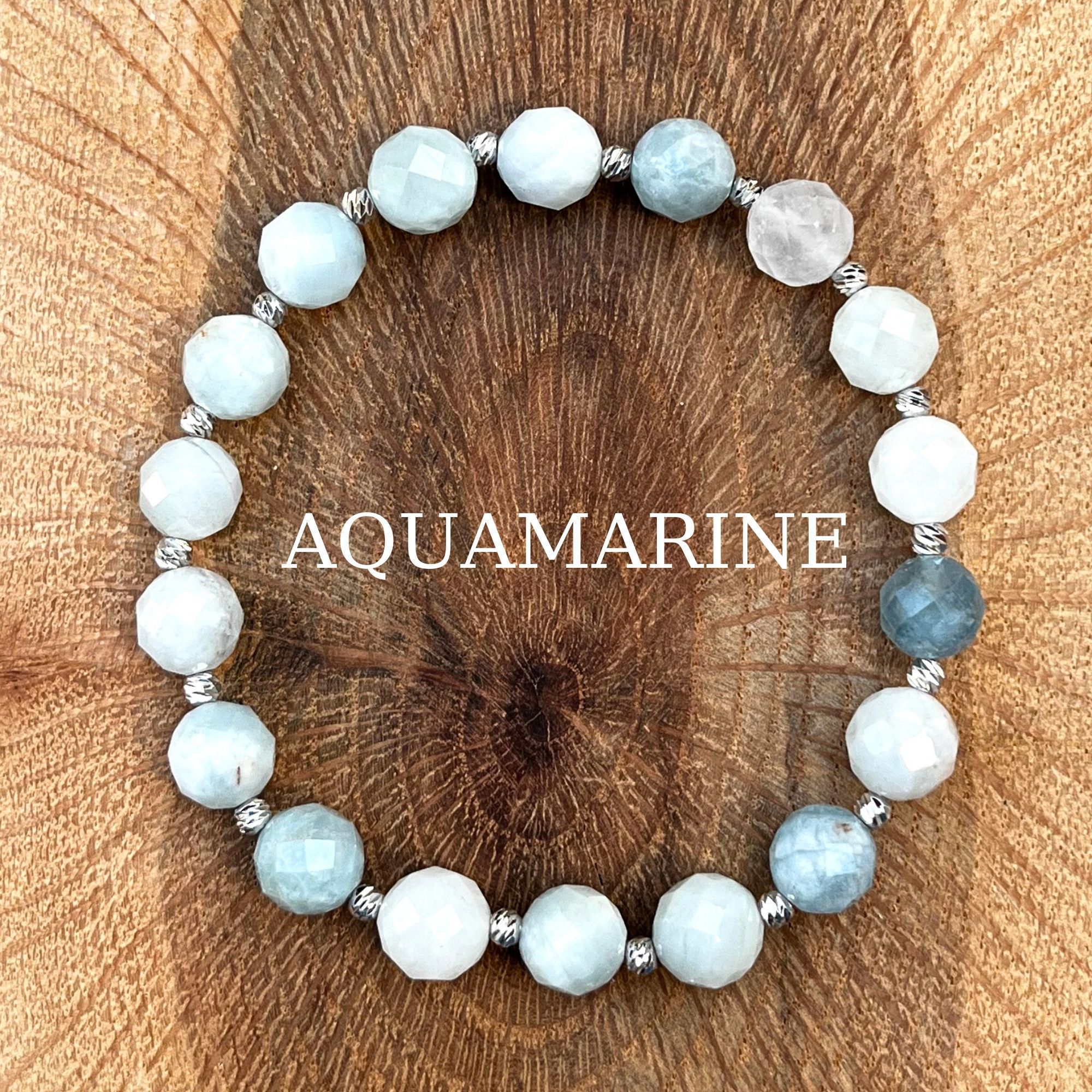 Facet Cut Aquamarine Gemstone Bracelet