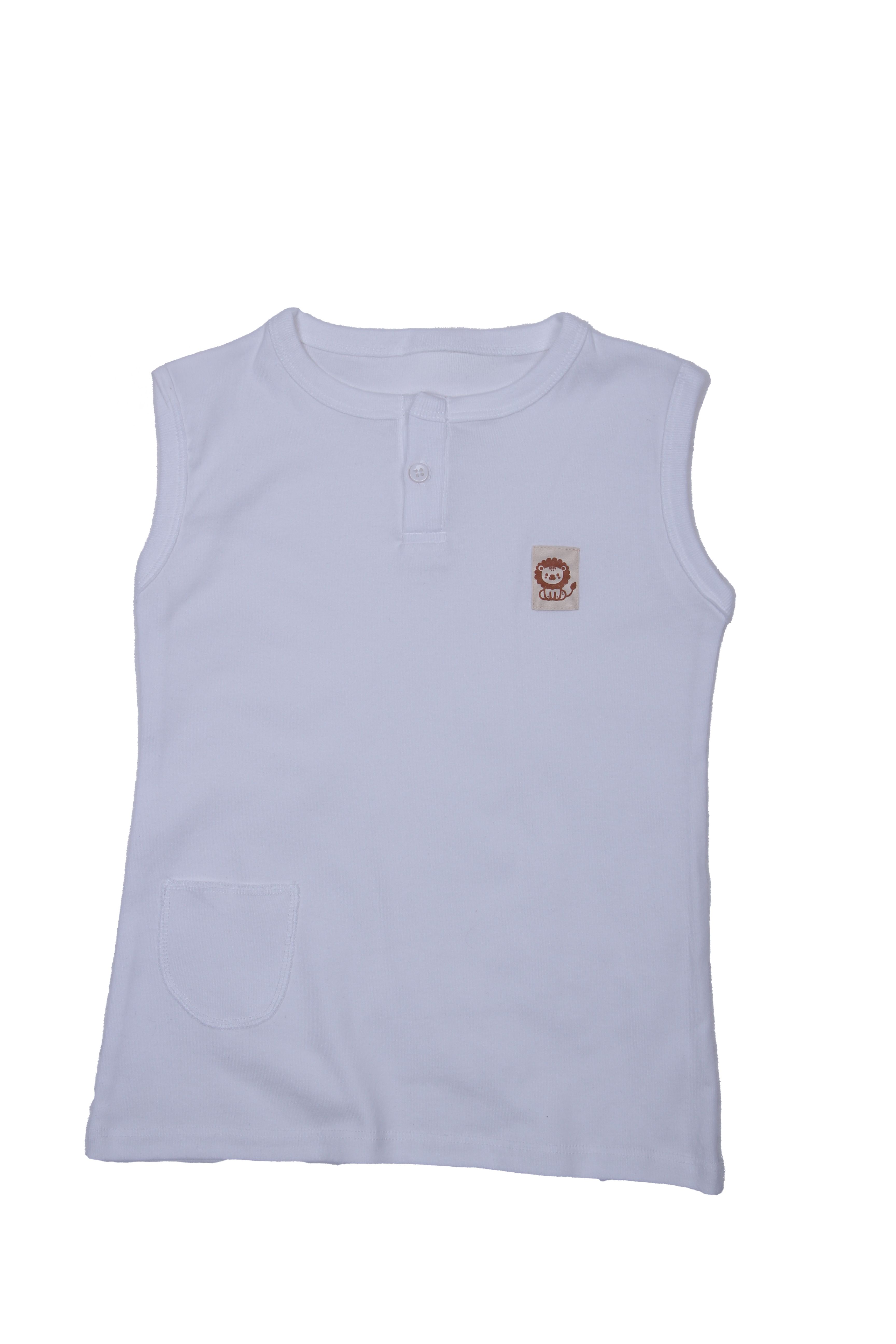 T-shirt-sıfır kol-düğmeli - BEYAZ