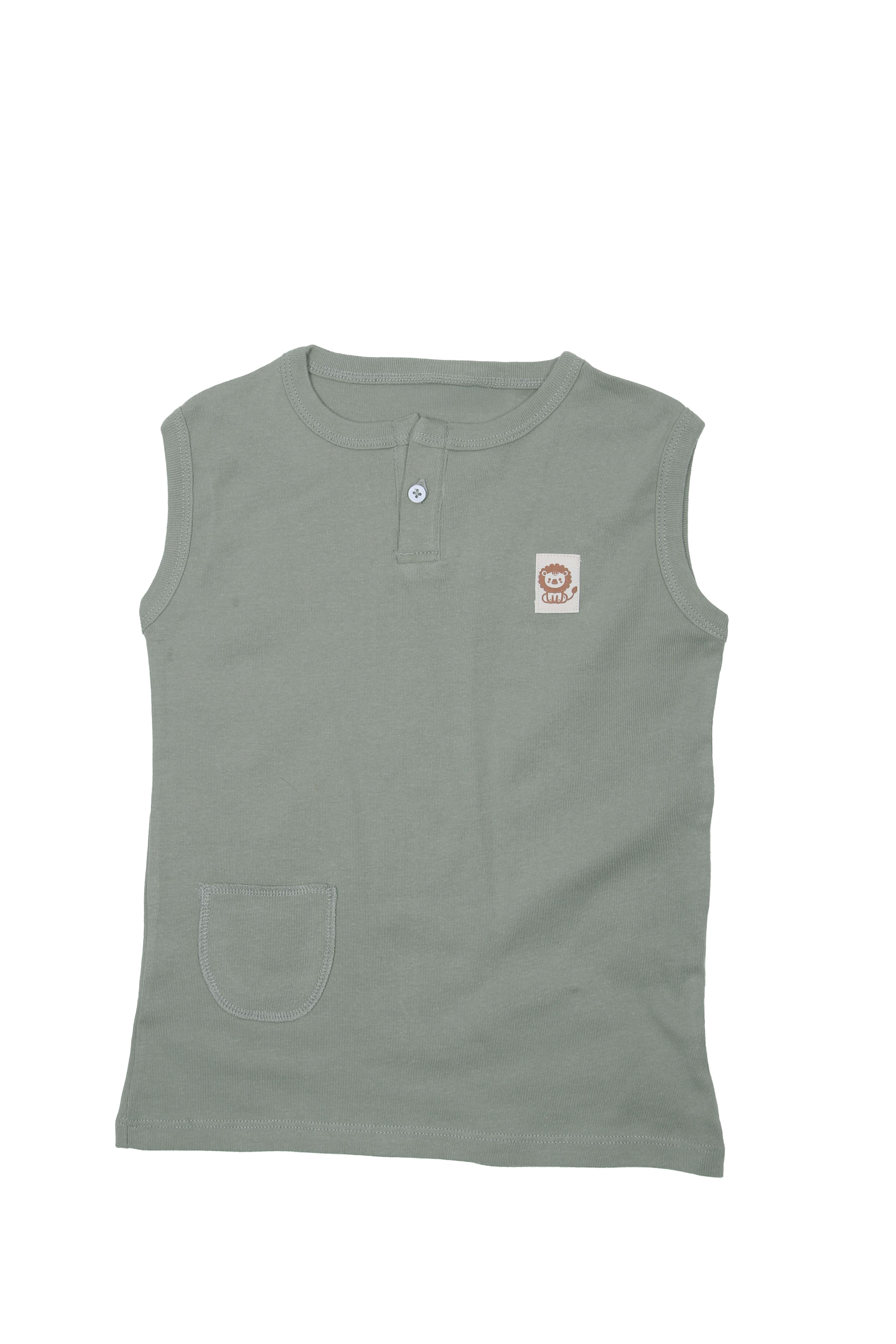 T-shirt-sıfır kol-düğmeli - YEŞİL