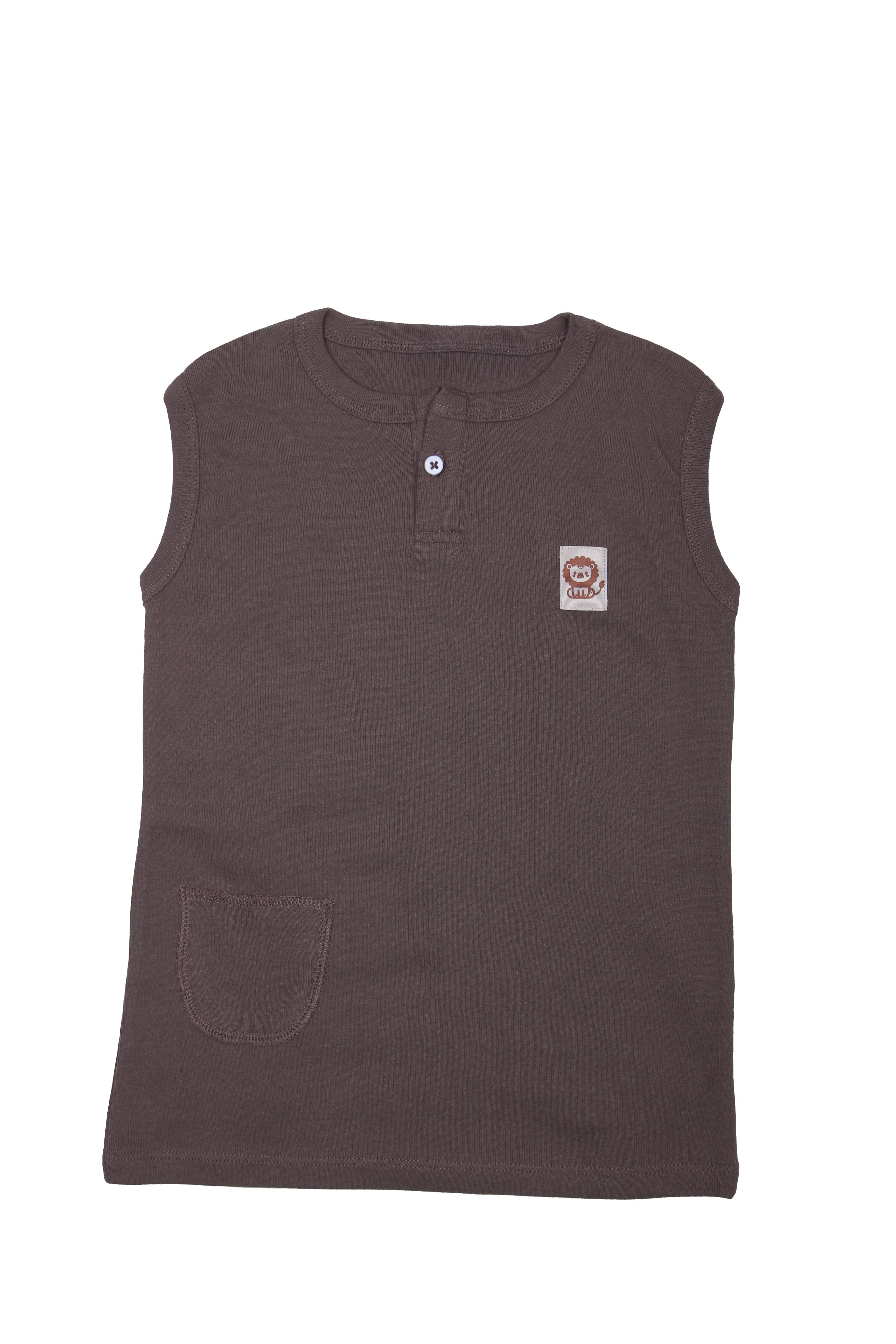 T-shirt-sıfır kol-düğmeli - KAHVE