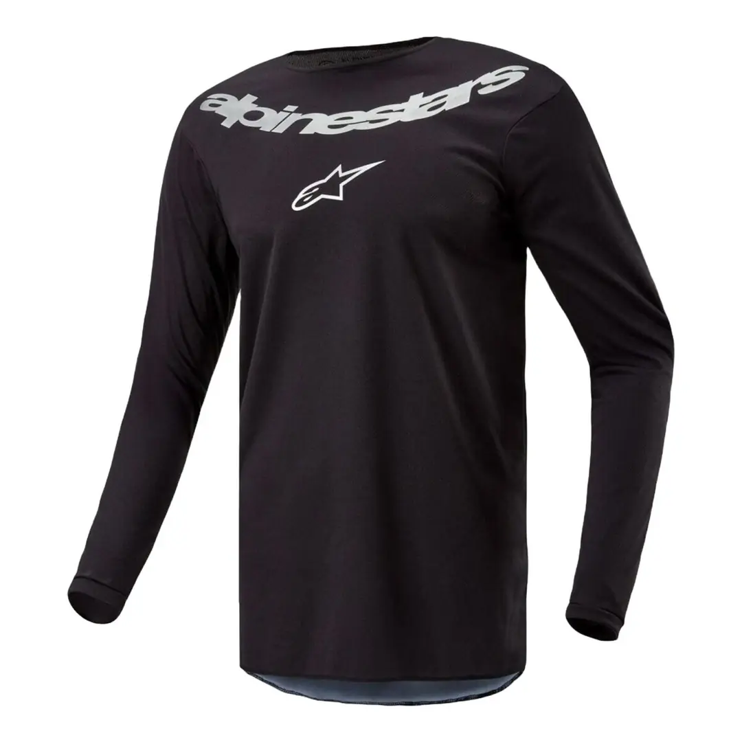 Alpinestars Fluid Graphite Off-Road Motosiklet Jerseyi Siyah / Gümüş