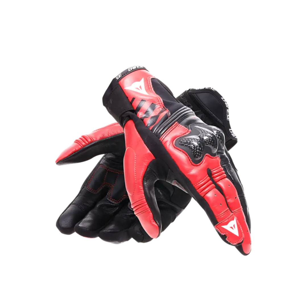 DAINESE ELD/ REACTO CARBON SHORT GLOVES BLACK/ RED LAVA