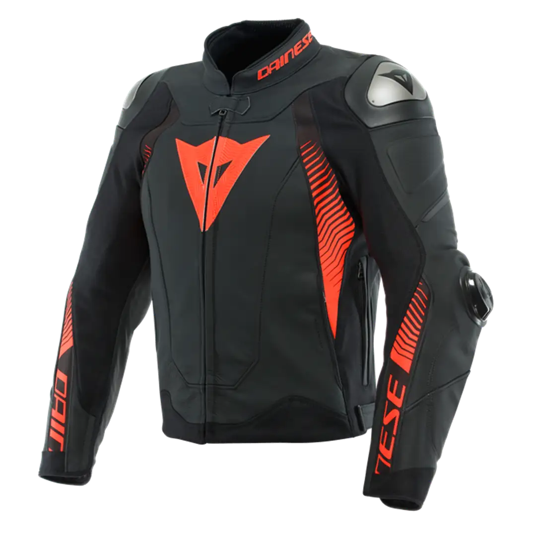 Dainese Super Speed 4 Black Matt Fluo Red Deri Ceket