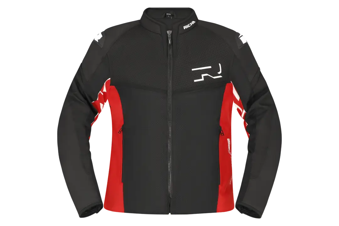 Stradale Mesh Erkek Yazlık Motosiklet Ceketi Siyah/Kırmızı-400