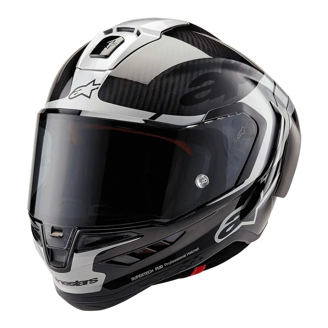 Alpinestars Supertech R10 Carbon Element Spor Motosiklet Kaskı Siyah / Gümüş