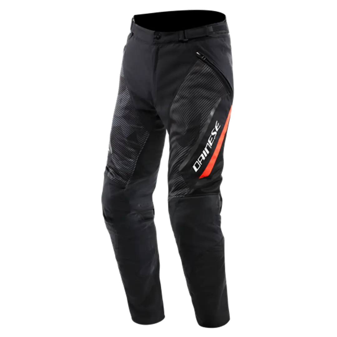 DAINESE DRAKE 2 SUPER AIR TEX PANTS BLACK/ANTHRACITE/RED-FLUO