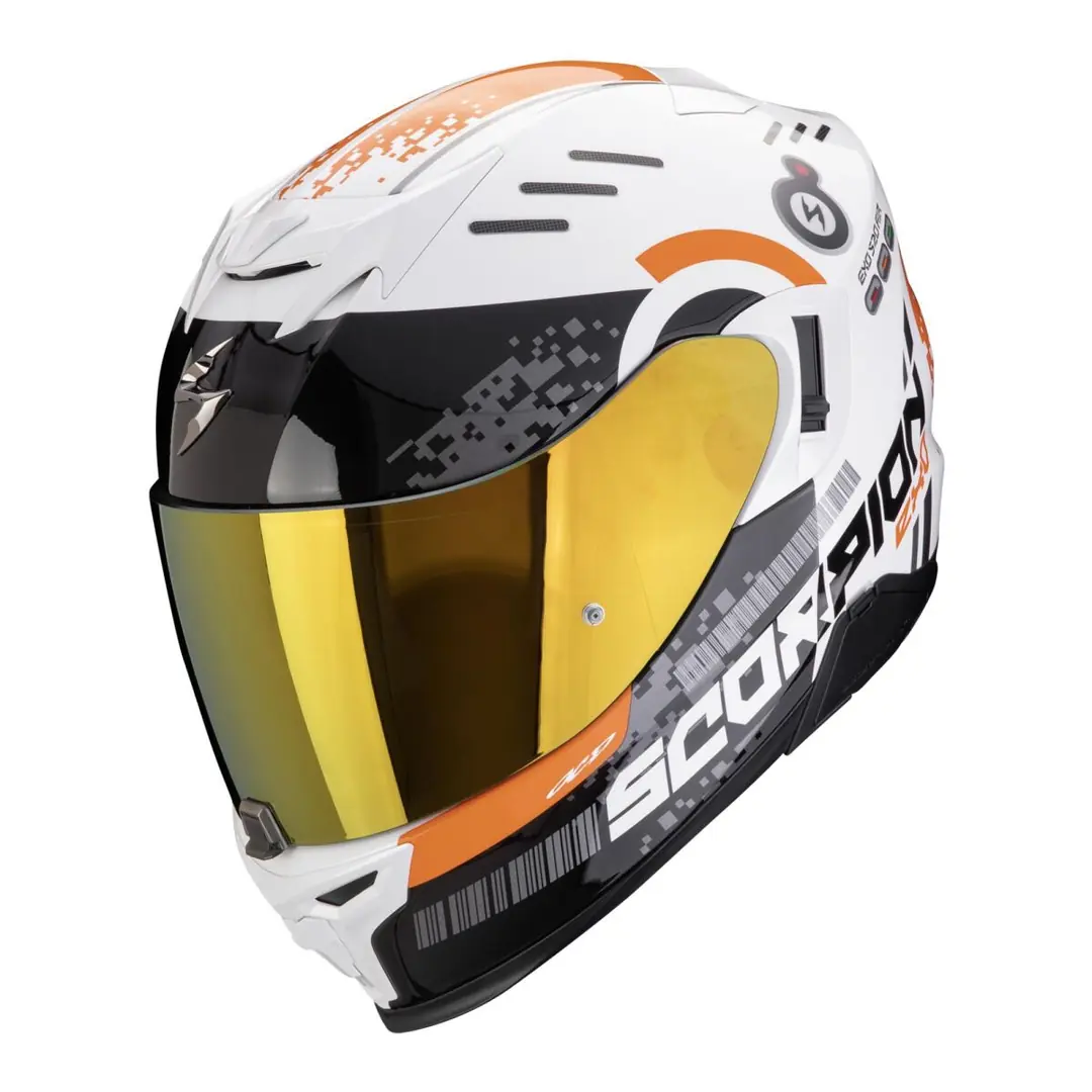 Scorpion EXO 520 Evo Air Titan Kapalı Motosiklet Kaskı Beyaz / Oranj