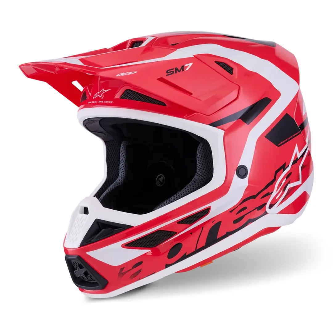 Alpinestars S-M7 Deed Off-Road Kaskı Kırmızı / Beyaz / Siyah