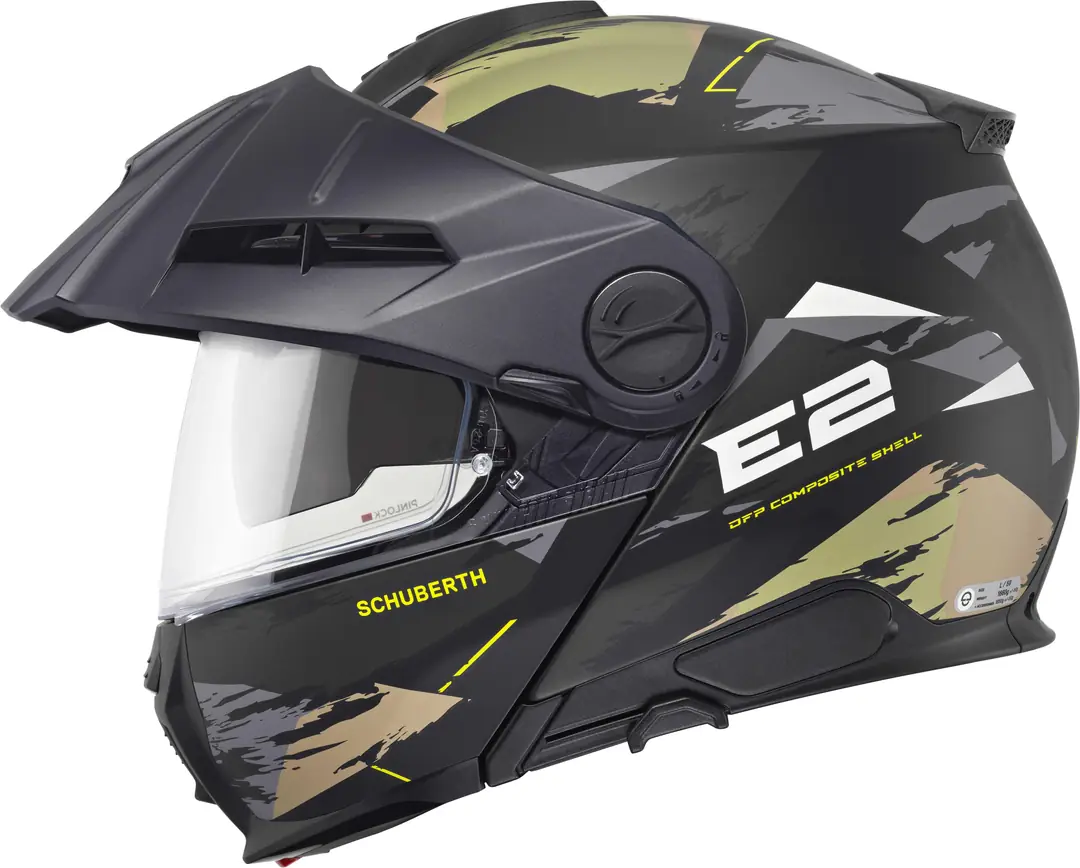 E2 Çene Açılır Motosiklet Kaskı Trail Green