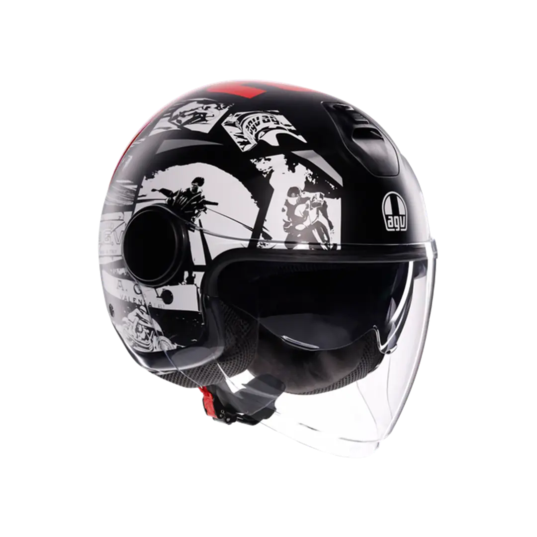 AGV KASK/ ETERES HISTORY MATT BLACK WHITE RED MO136