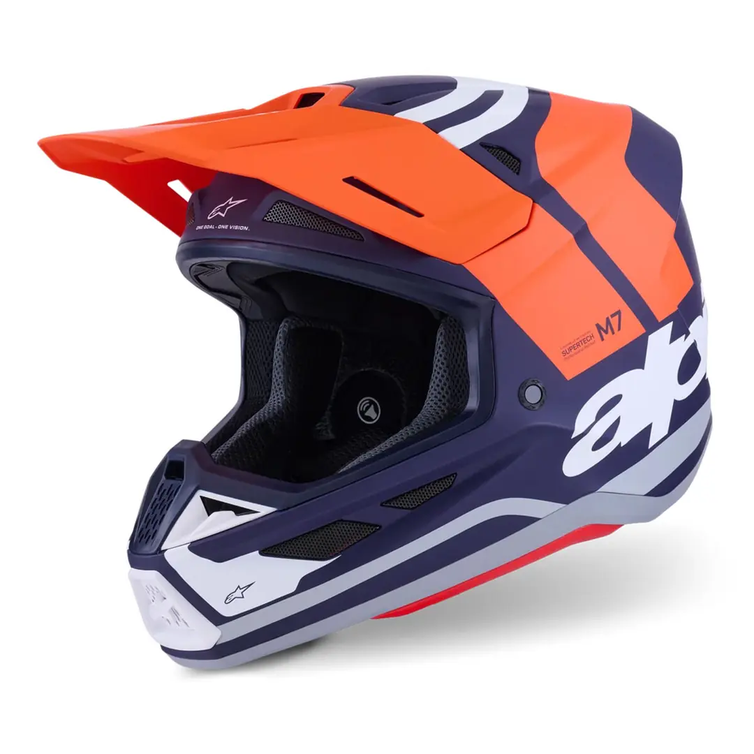 Alpinestars S-M7 Core Off-Road Kaskı Mavi / Beyaz / Oranj