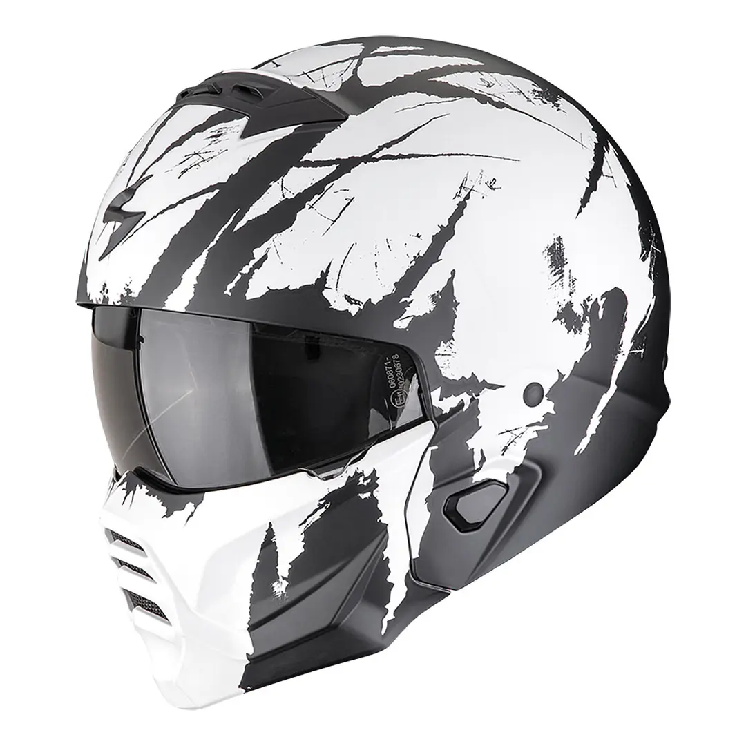 Scorpion EXO COMBAT 2 Maruder Modüler Motosiklet Kaskı Mat Siyah / Beyaz
