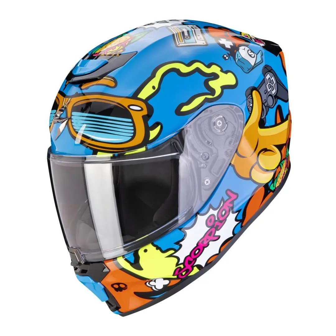 Scorpion EXO-JNR Air FUN Kapalı Çocuk Motosiklet Kaskı Mavi/Oranj