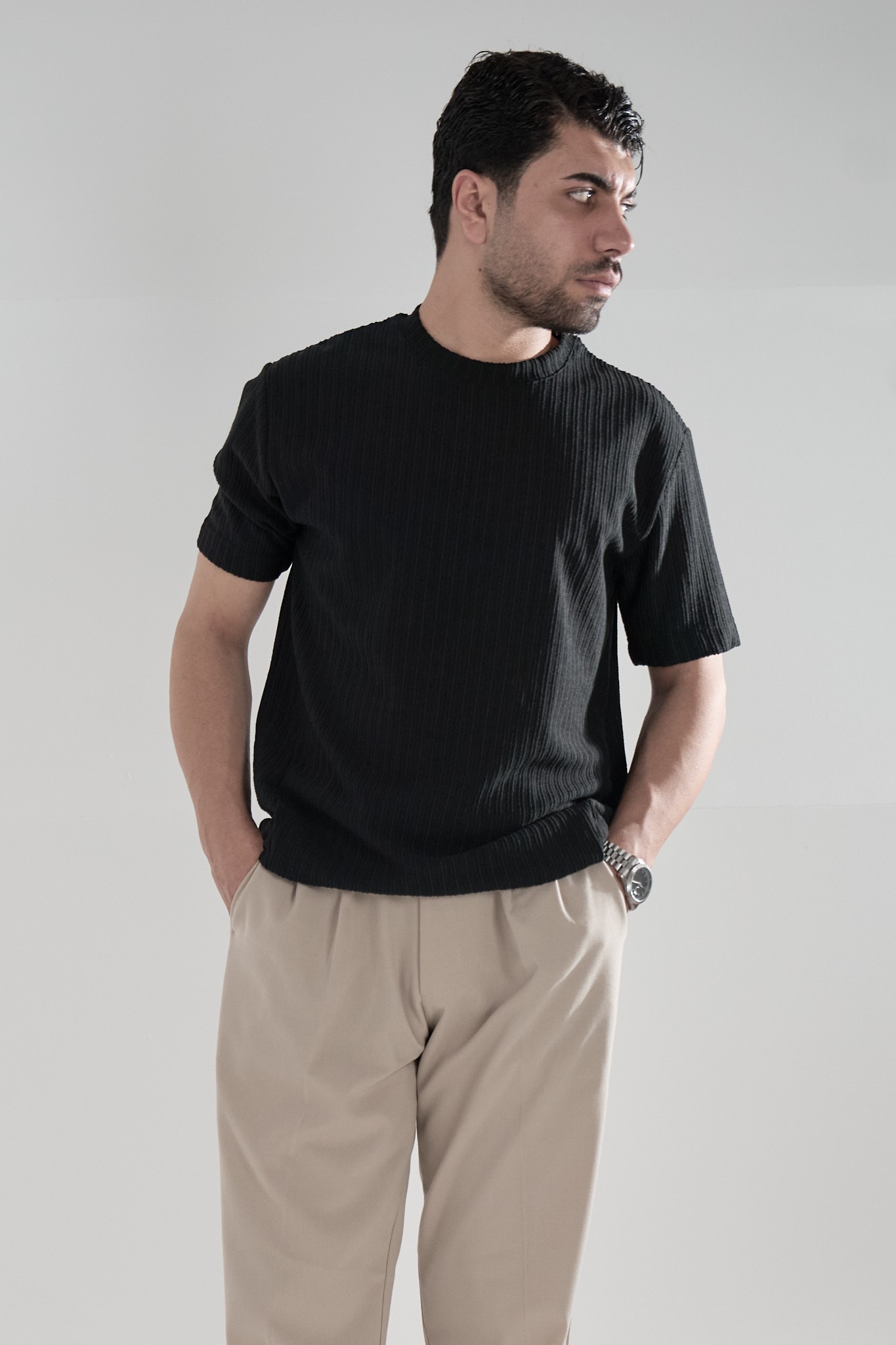 Pedro Şeritli Siyah T-shirt