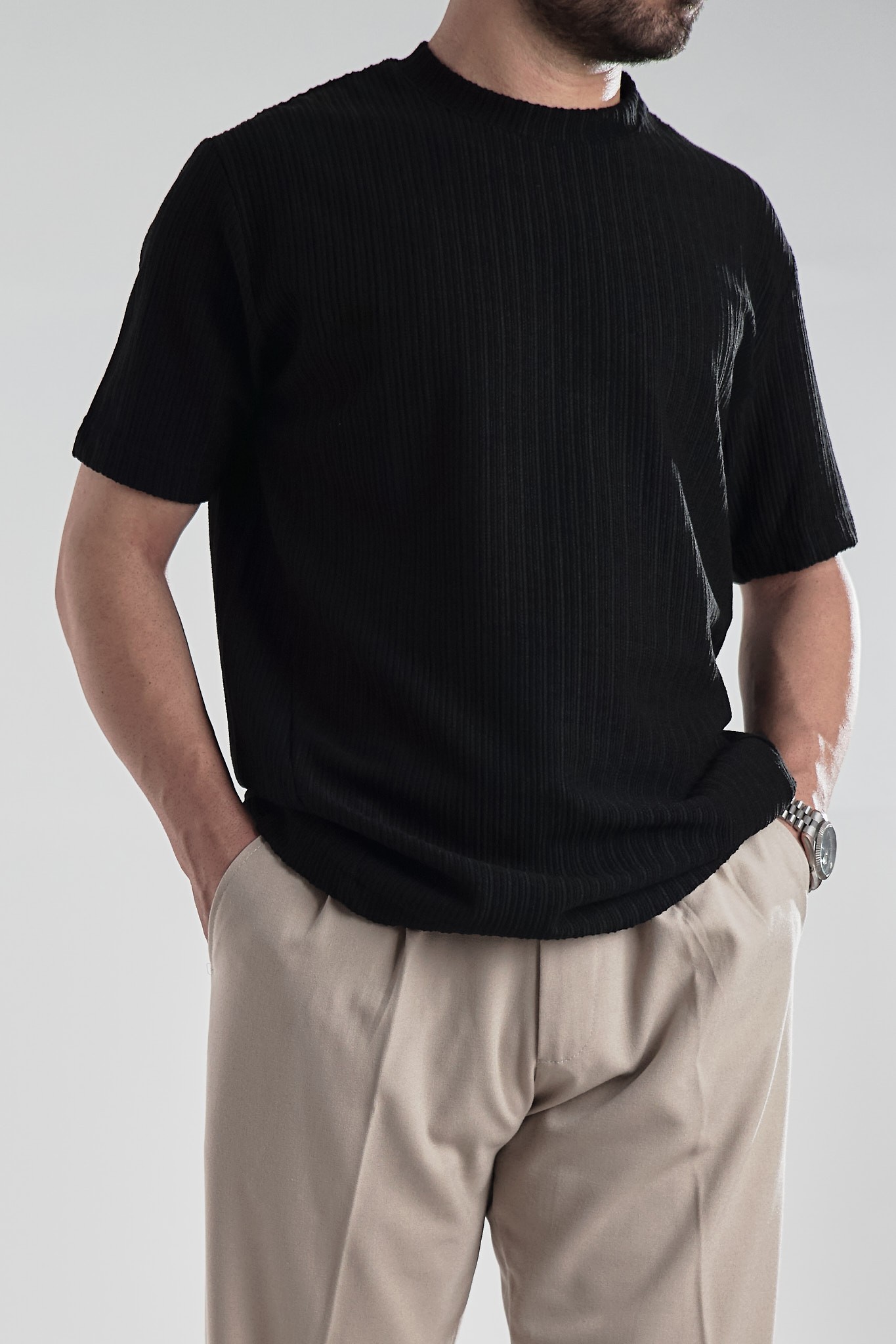 Pedro Şeritli Siyah T-shirt